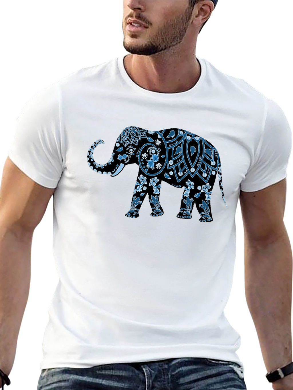 Elephant Graphic Print Mens T-Shirt