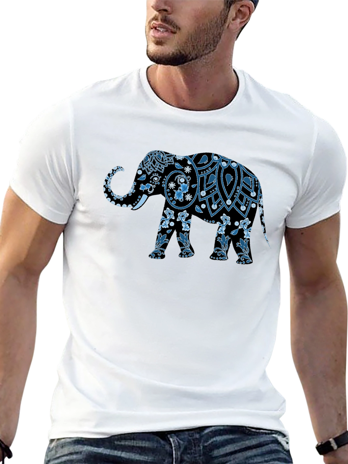 Elephant Graphic Print Mens T-Shirt