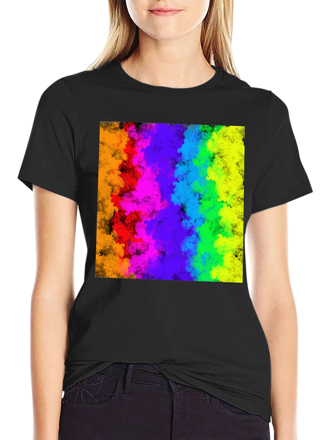 Rainbow Cloud Graphic Black T-Shirt