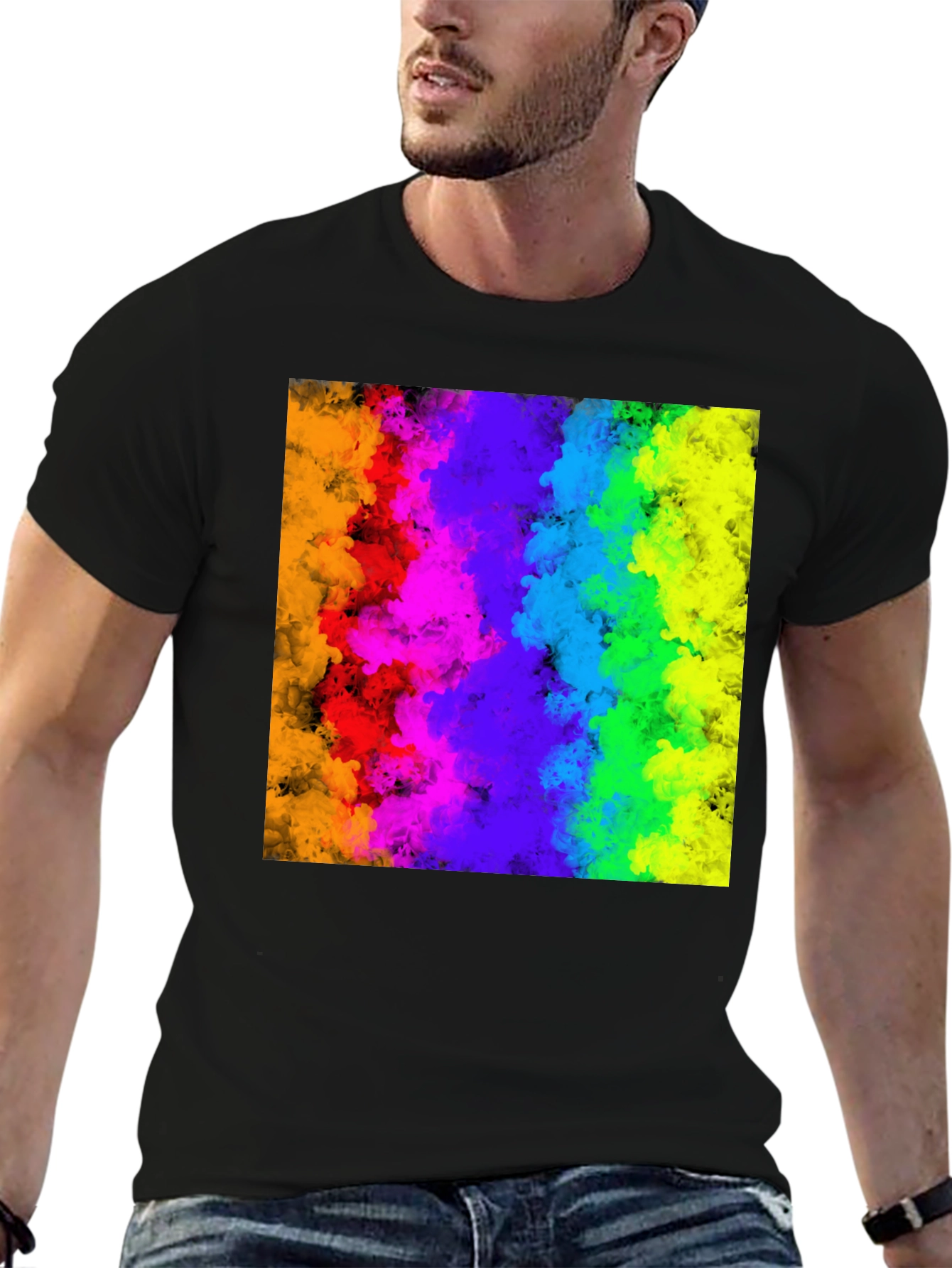 Rainbow Cloud Graphic Black T-Shirt