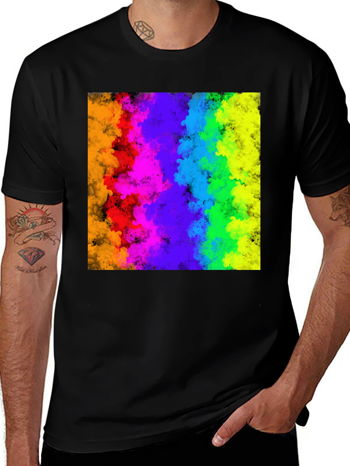 Rainbow Cloud Graphic Black T-Shirt