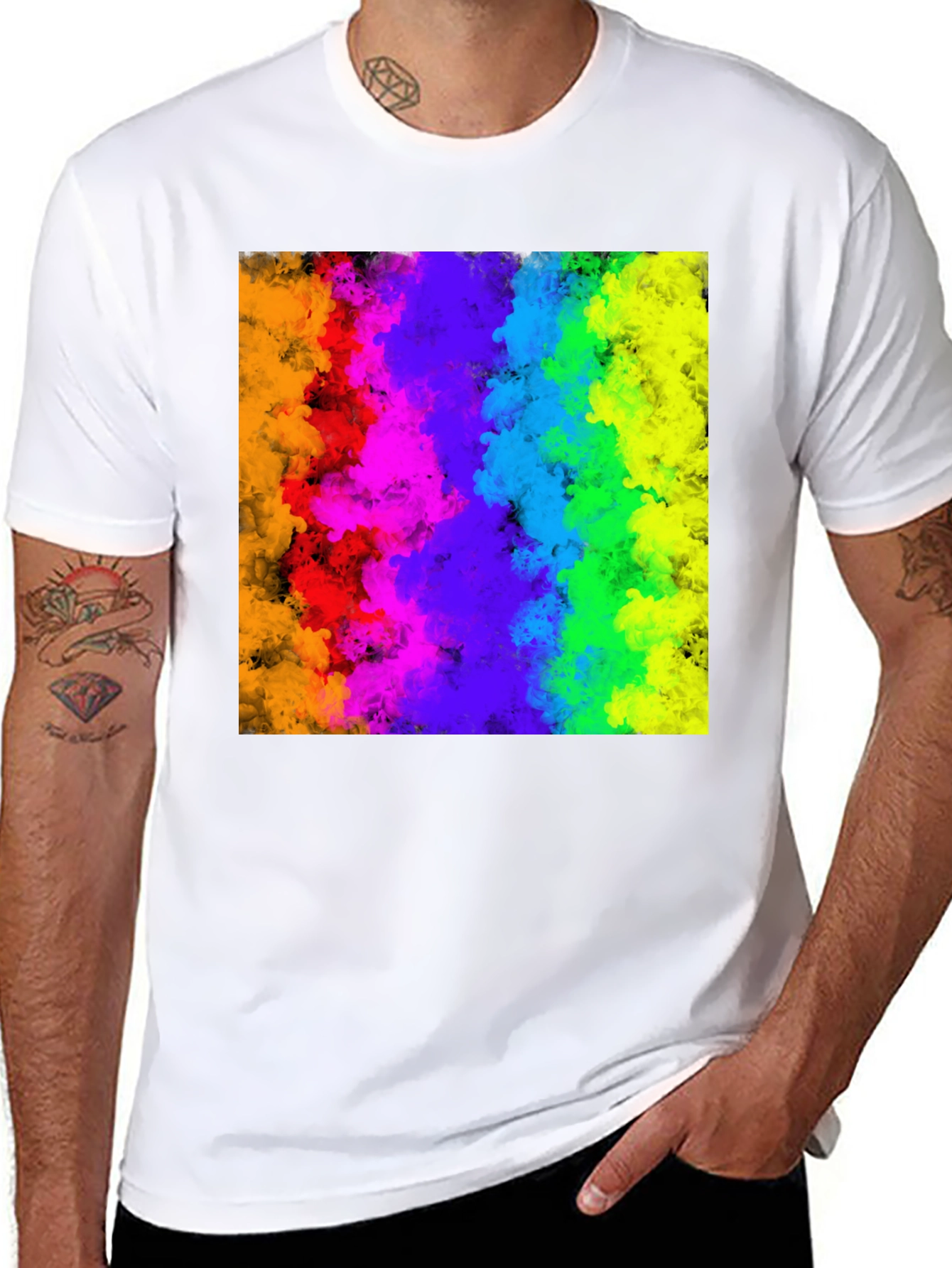 Rainbow Cloud Graphic Black T-Shirt