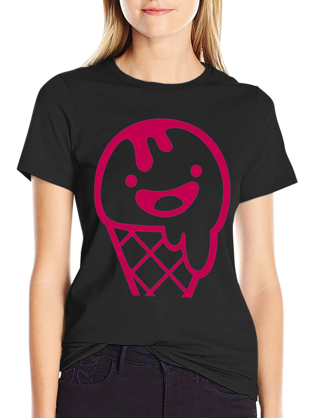 Pink Ice Cream Cone Graphic T-Shirt