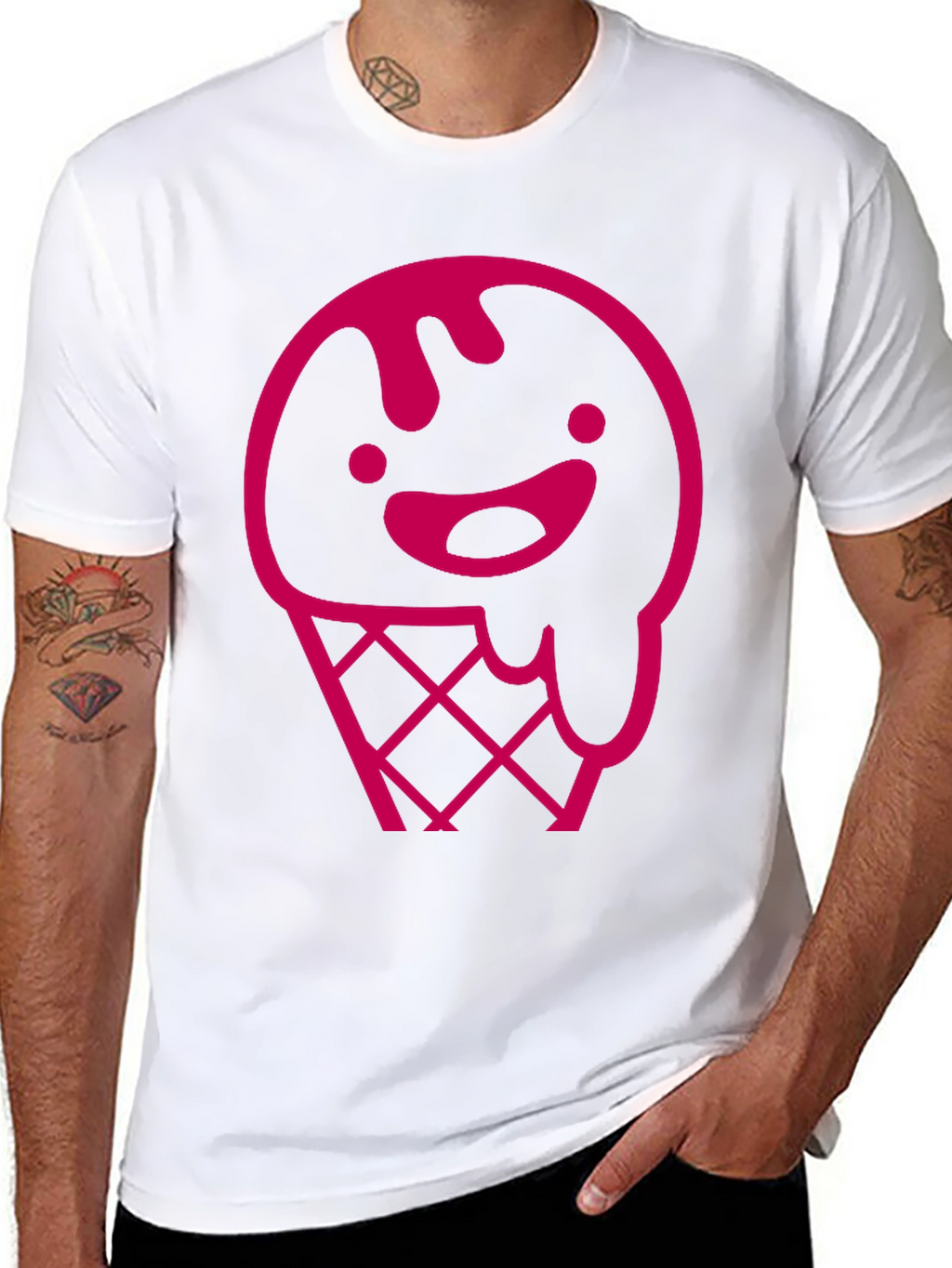 Pink Ice Cream Cone Graphic T-Shirt