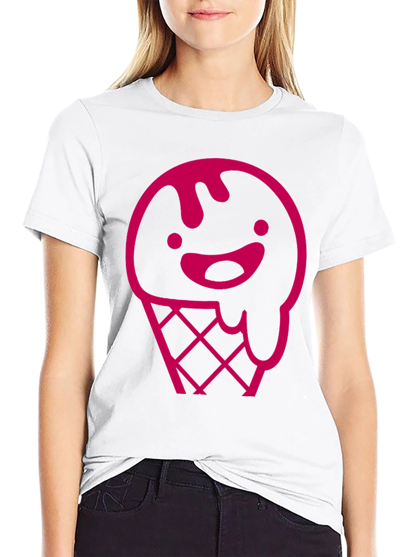 Pink Ice Cream Cone Graphic T-Shirt