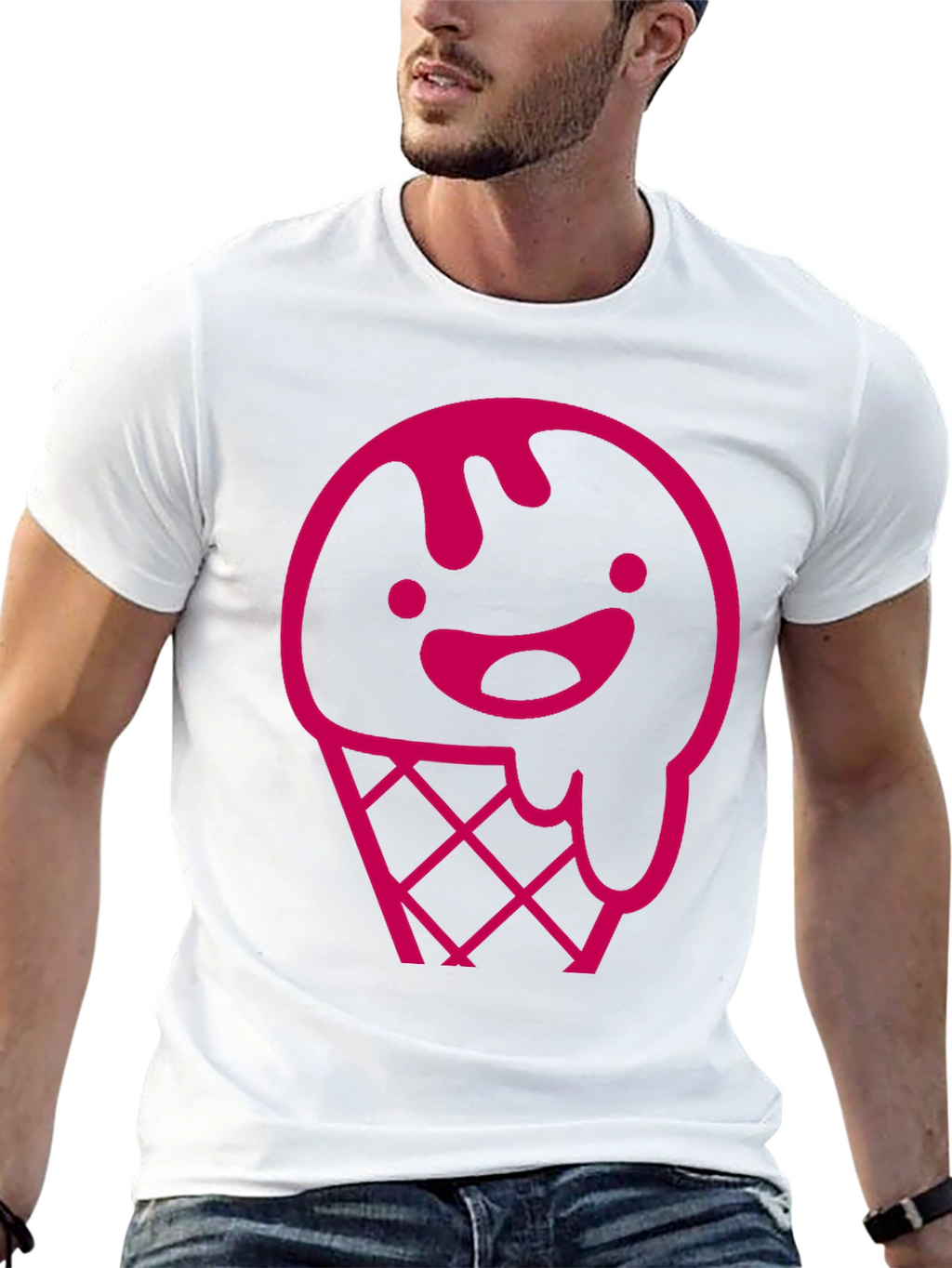 Pink Ice Cream Cone Graphic T-Shirt