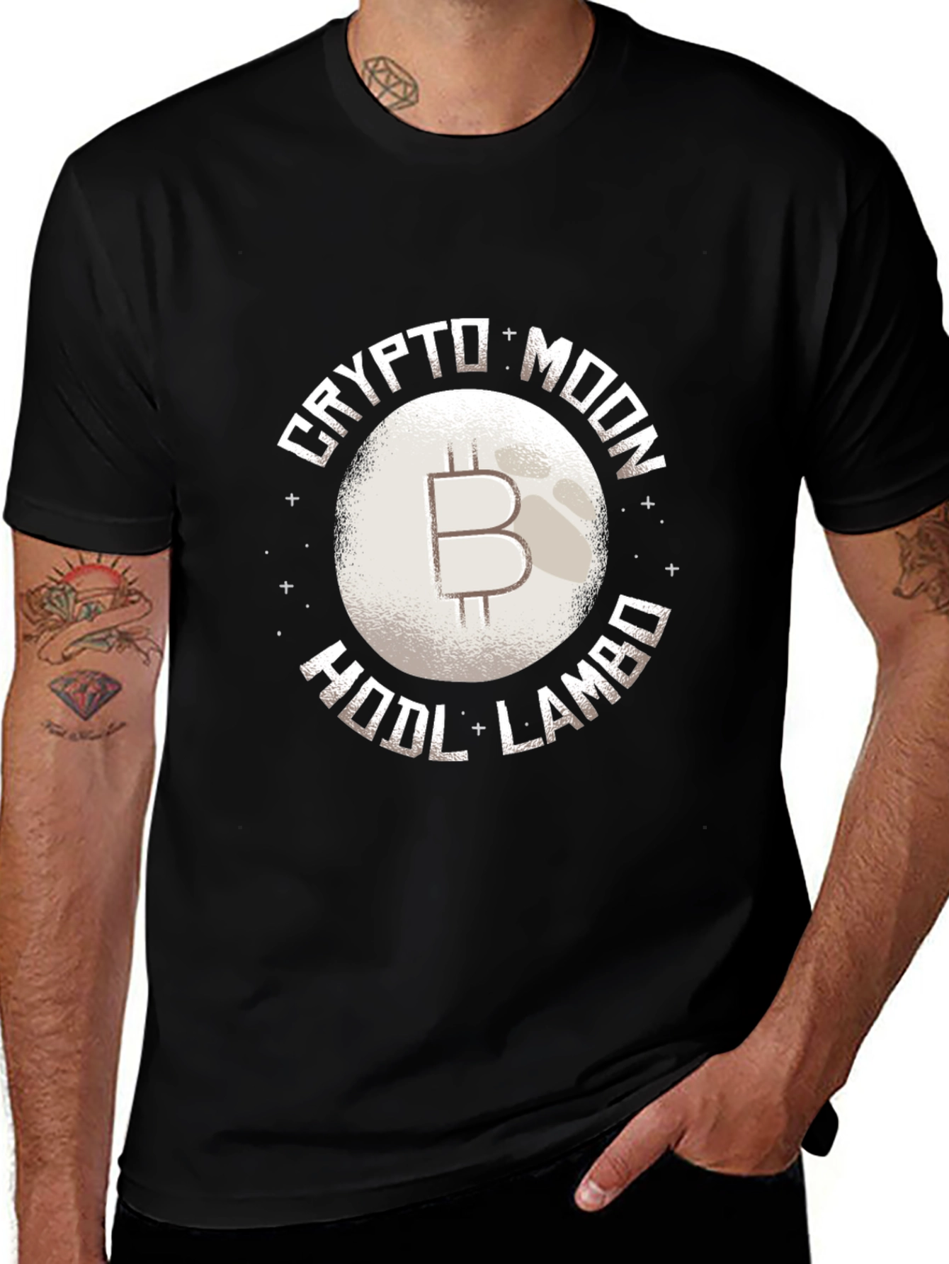 Crypto Moon HODL Lambo Black T-Shirt