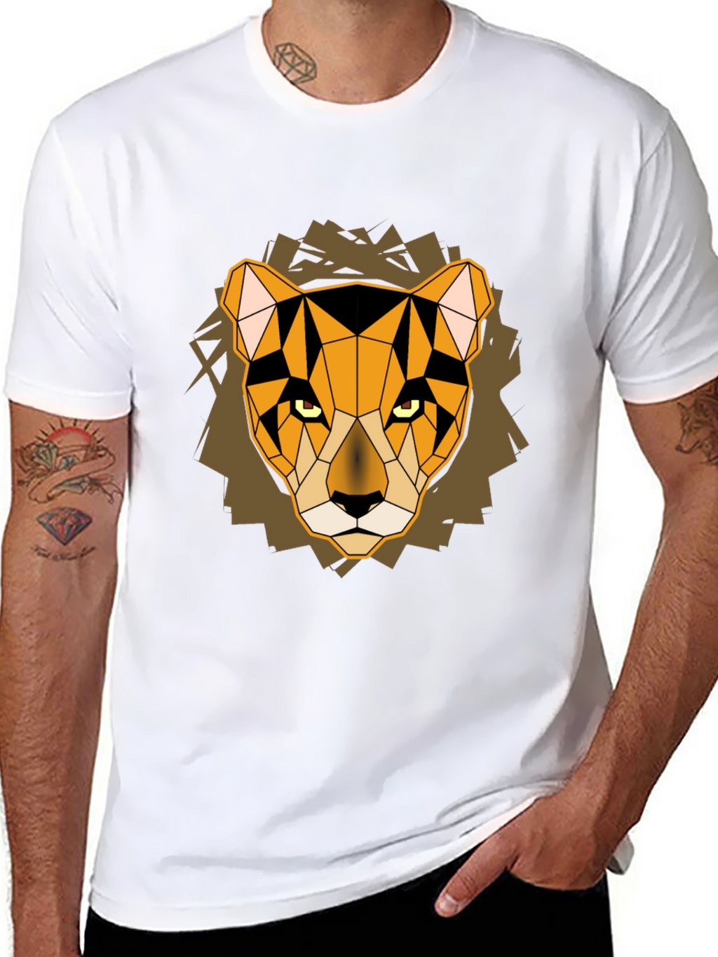 Geometric Lion Head Graphic Tee
