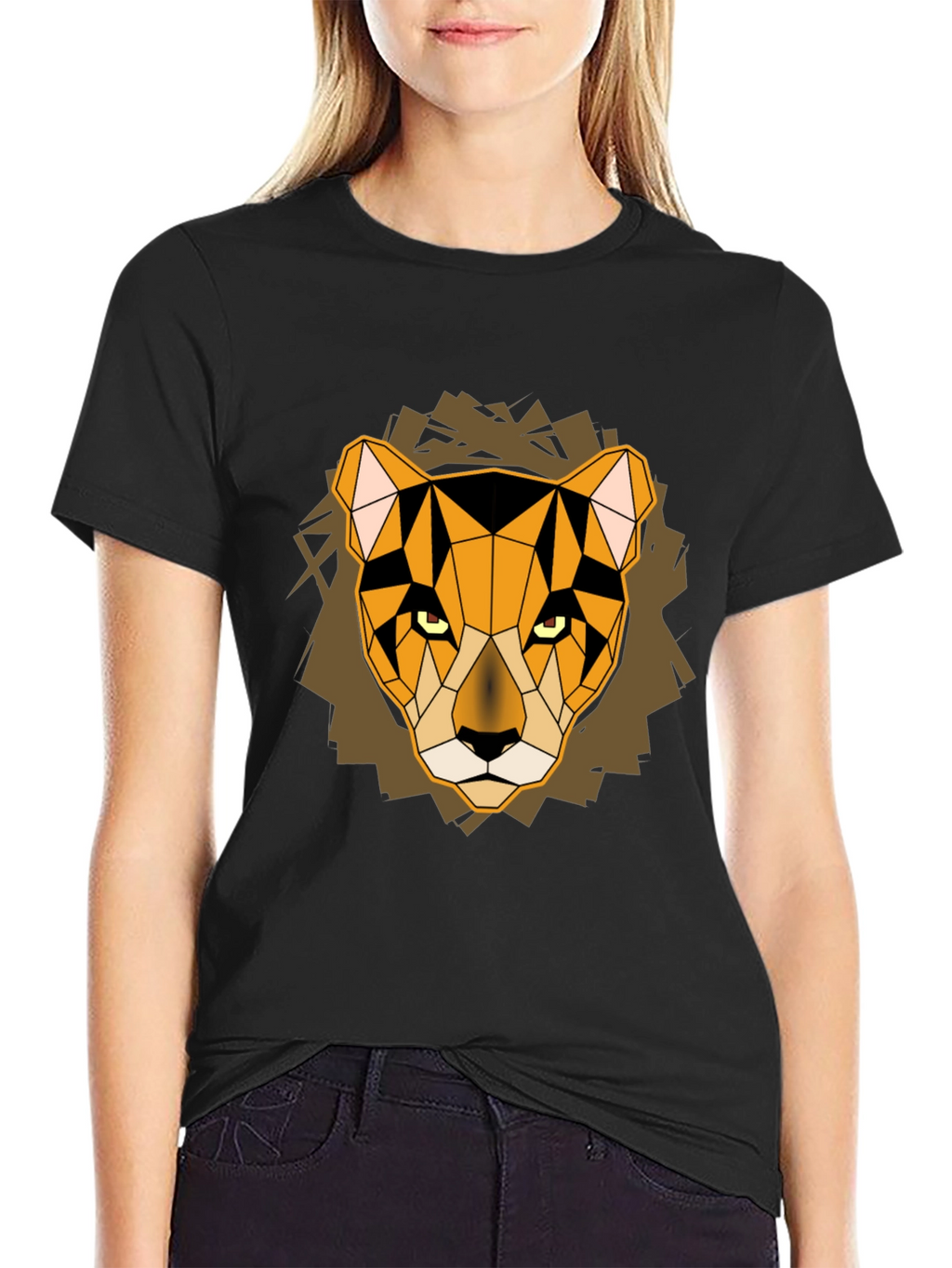 Geometric Lion Head Graphic Tee