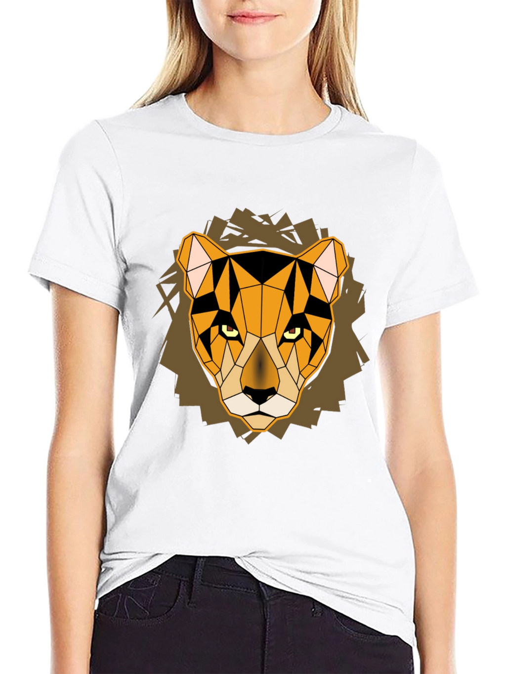 Geometric Lion Head Graphic Tee