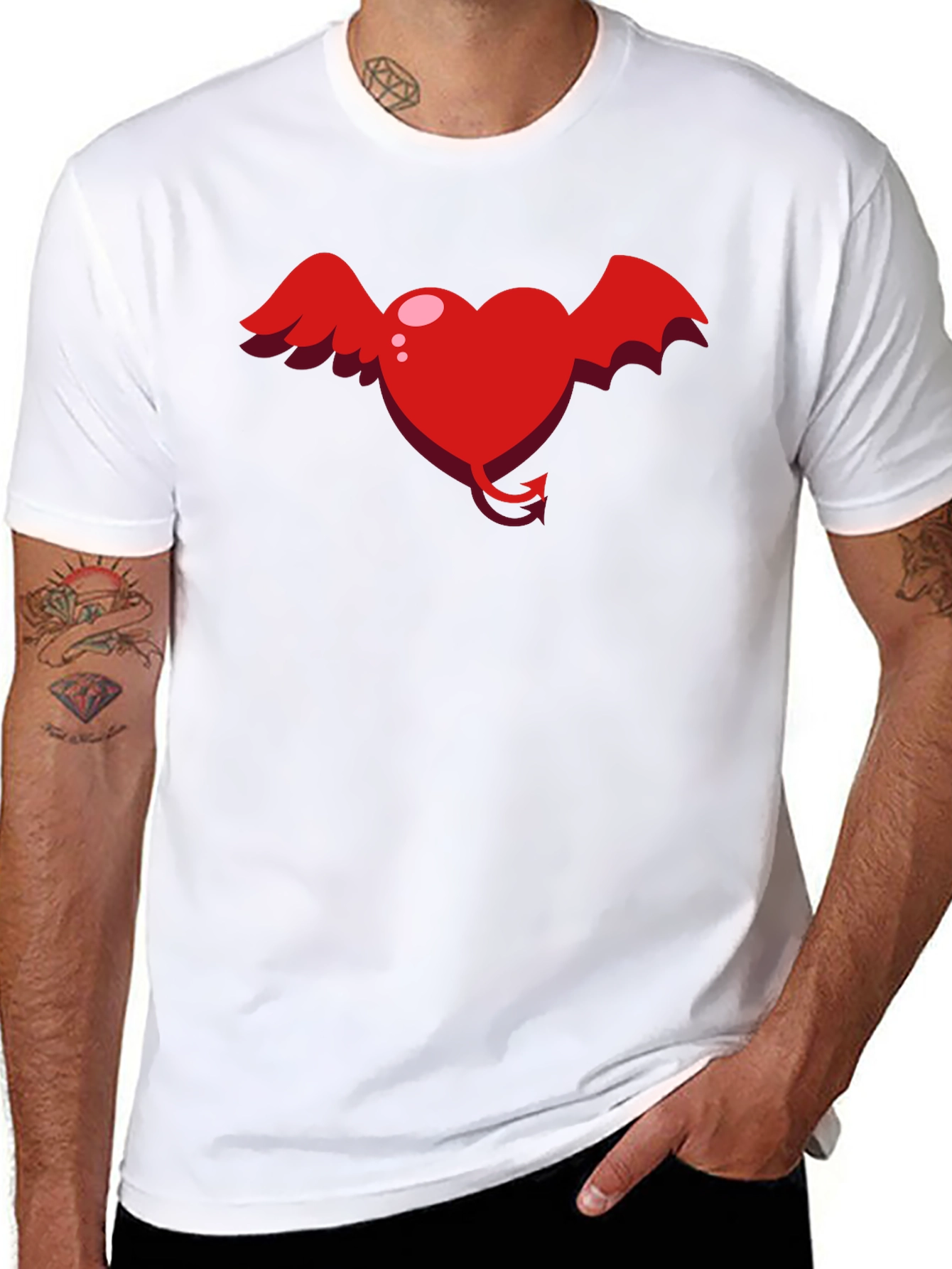 Heart Devil Winged Graphic Tee - Unisex