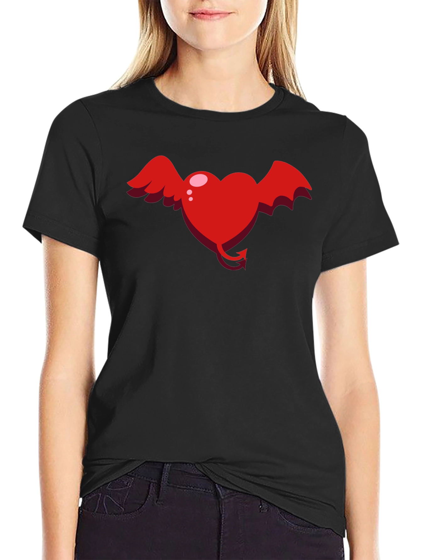 Heart Devil Winged Graphic Tee - Unisex