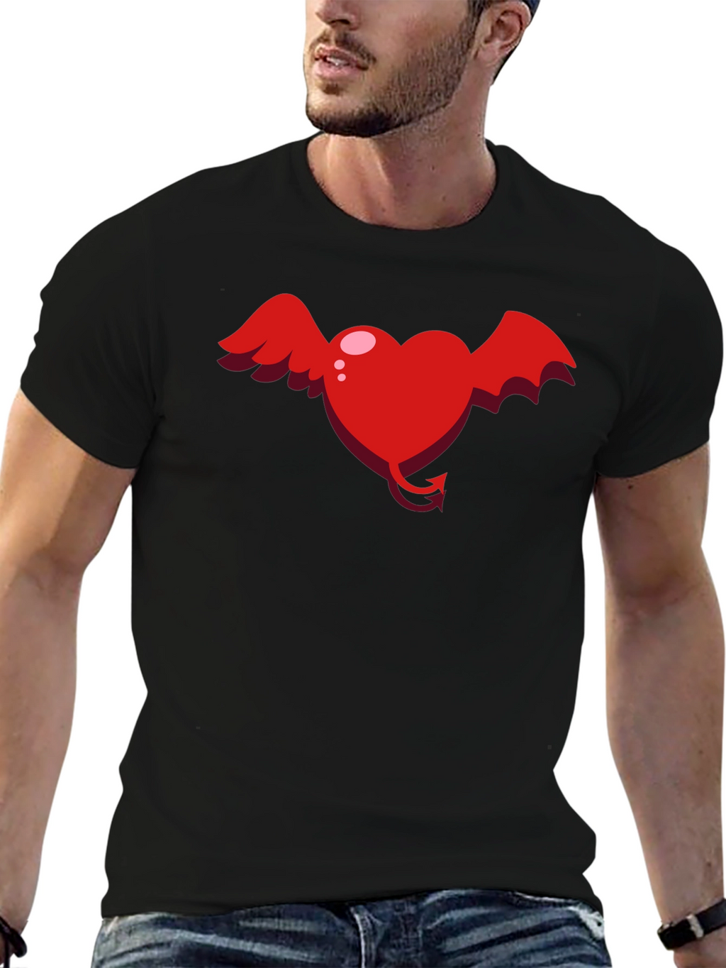 Heart Devil Winged Graphic Tee - Unisex