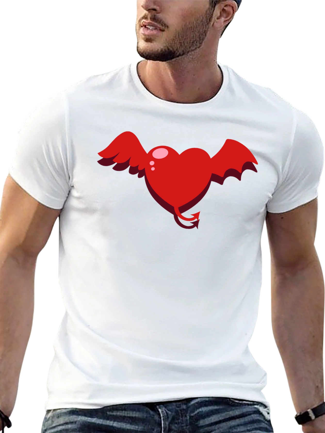 Heart Devil Winged Graphic Tee - Unisex