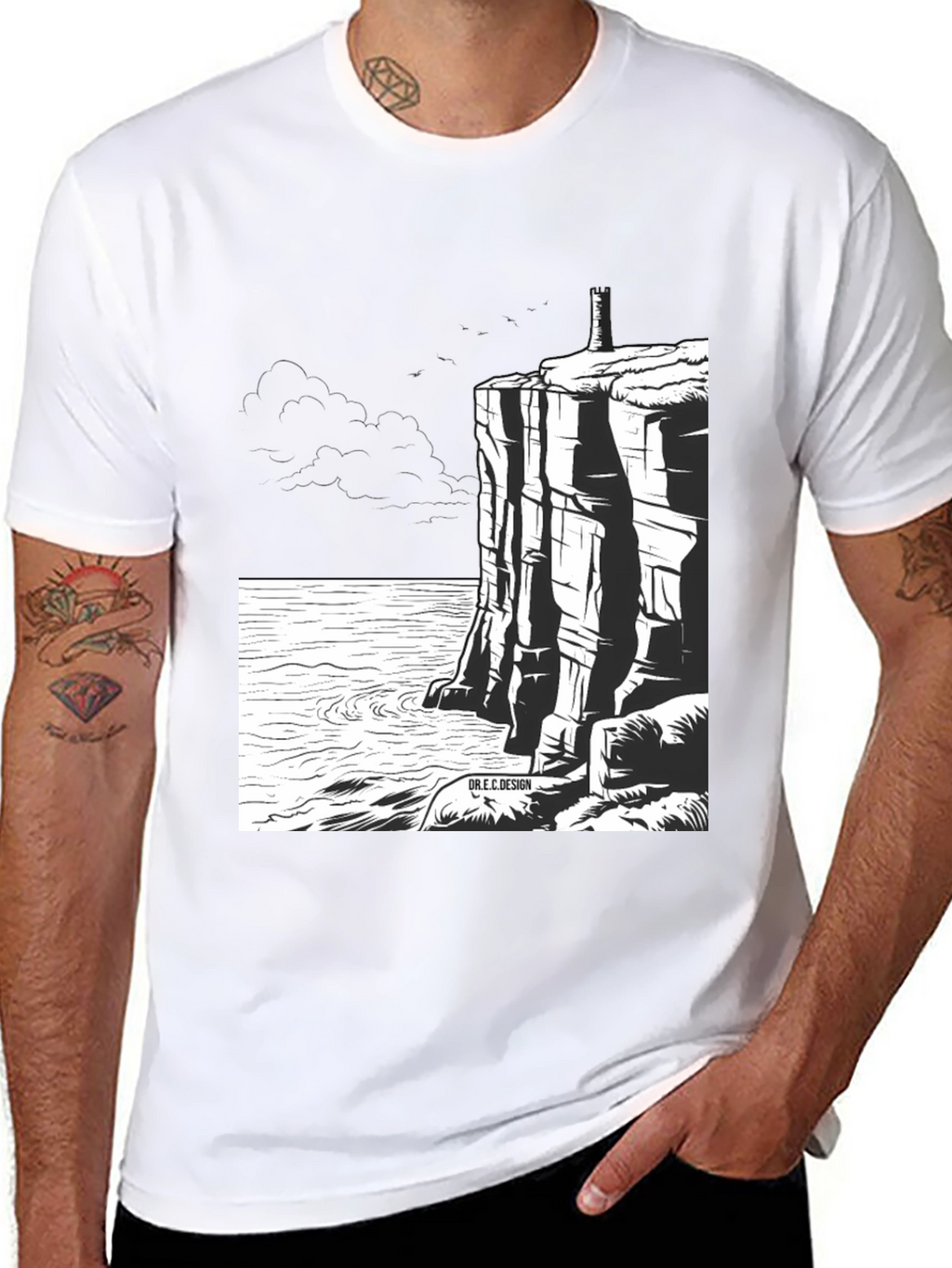 Cliffside Tower Graphic T-Shirt
