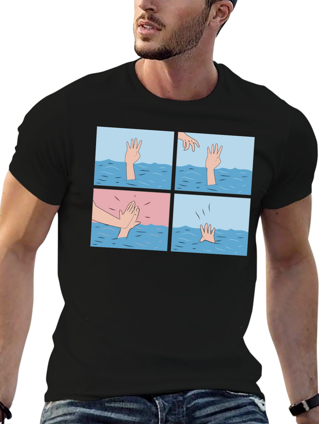 Comic Strip Graphic T-Shirt - Drowning Meme