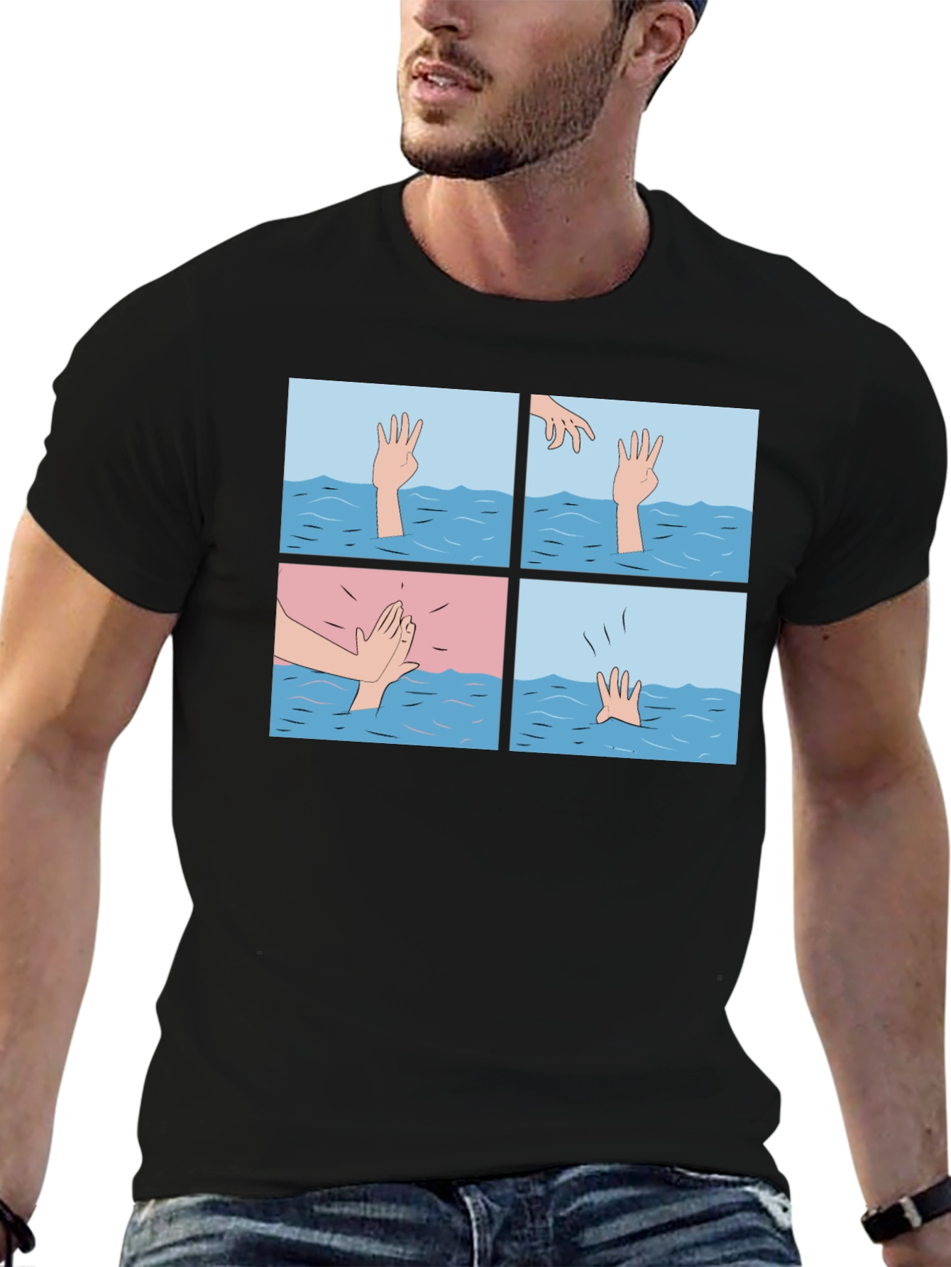 Comic Strip Graphic T-Shirt - Drowning Meme