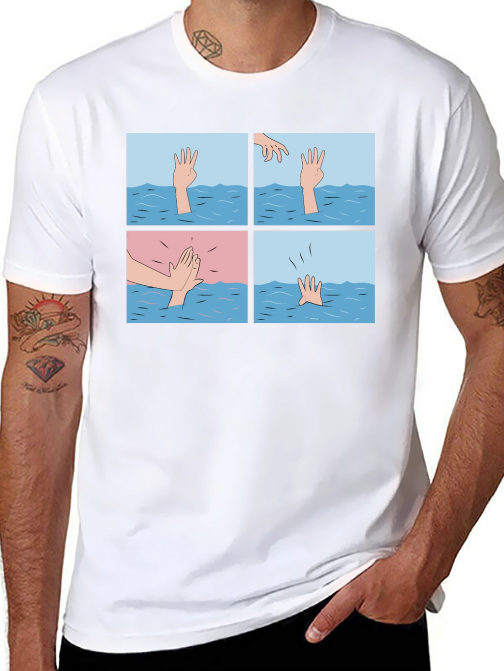 Comic Strip Graphic T-Shirt - Drowning Meme