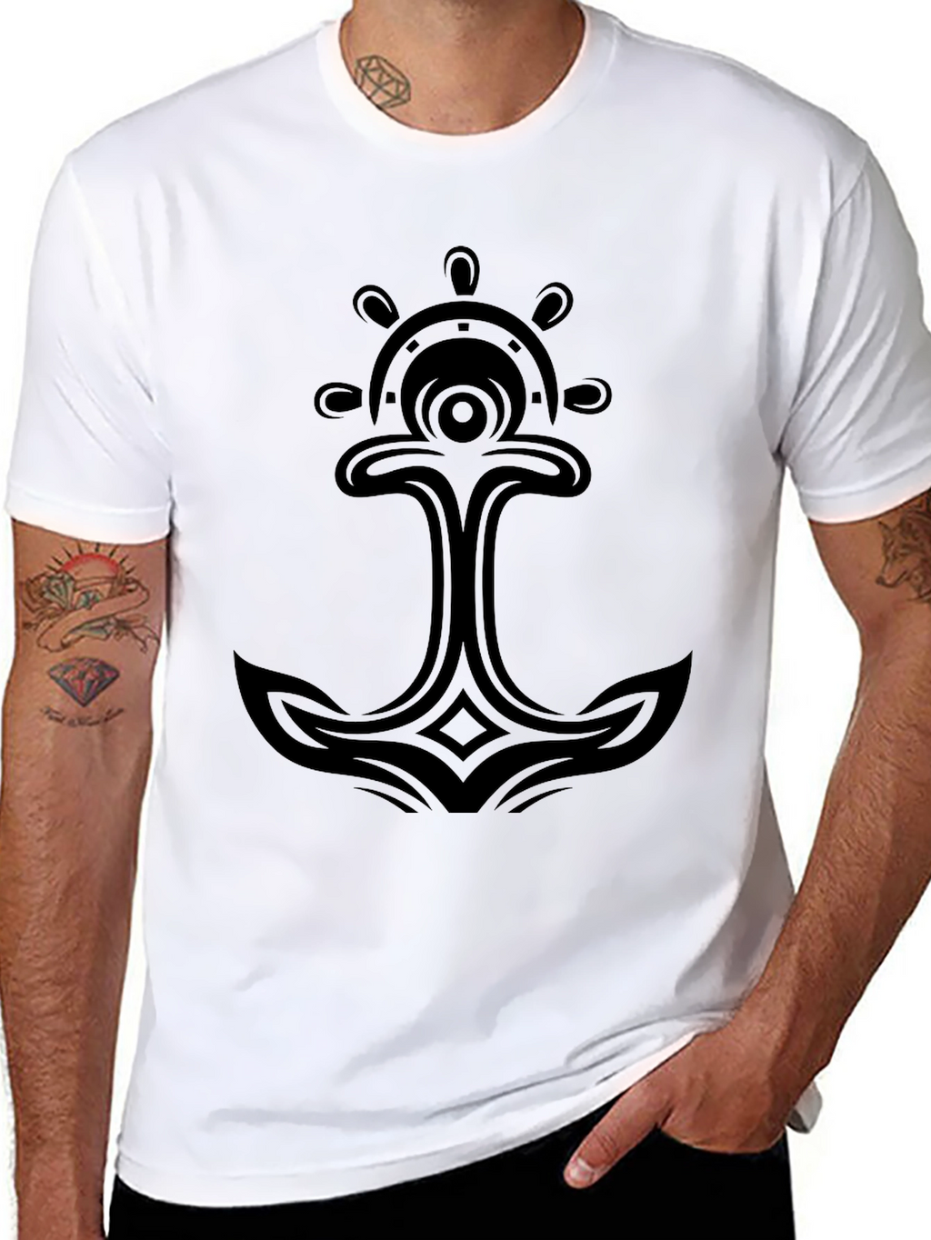 Tribal Anchor Graphic Black T-Shirt