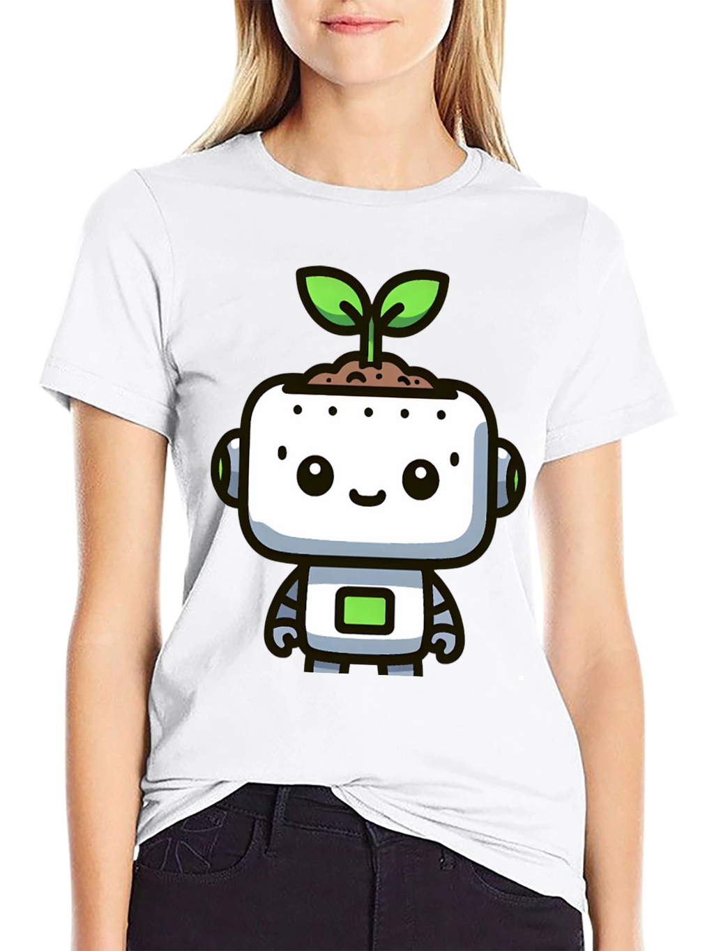 Cute Robot Sprout Graphic Tee