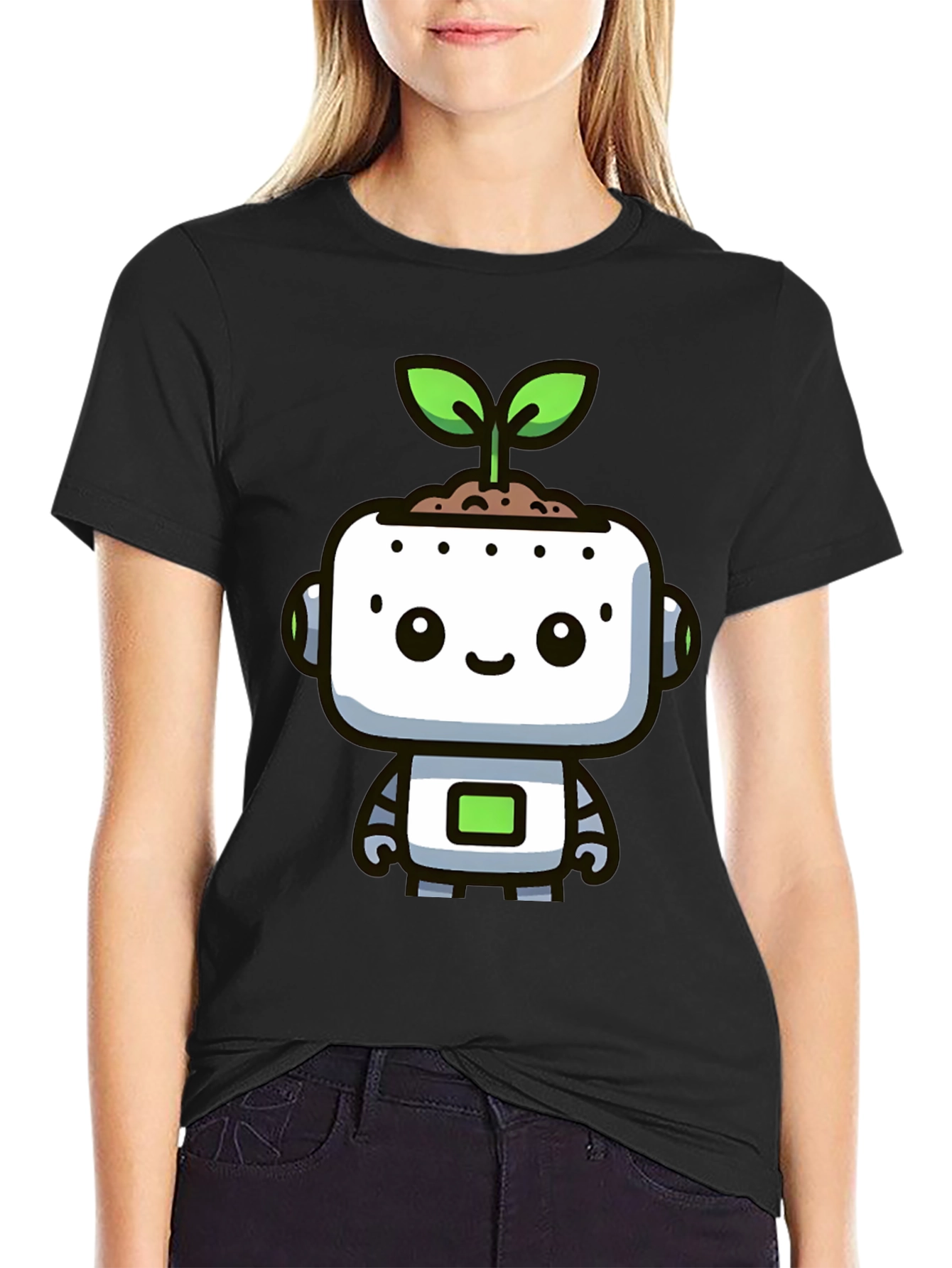 Cute Robot Sprout Graphic Tee