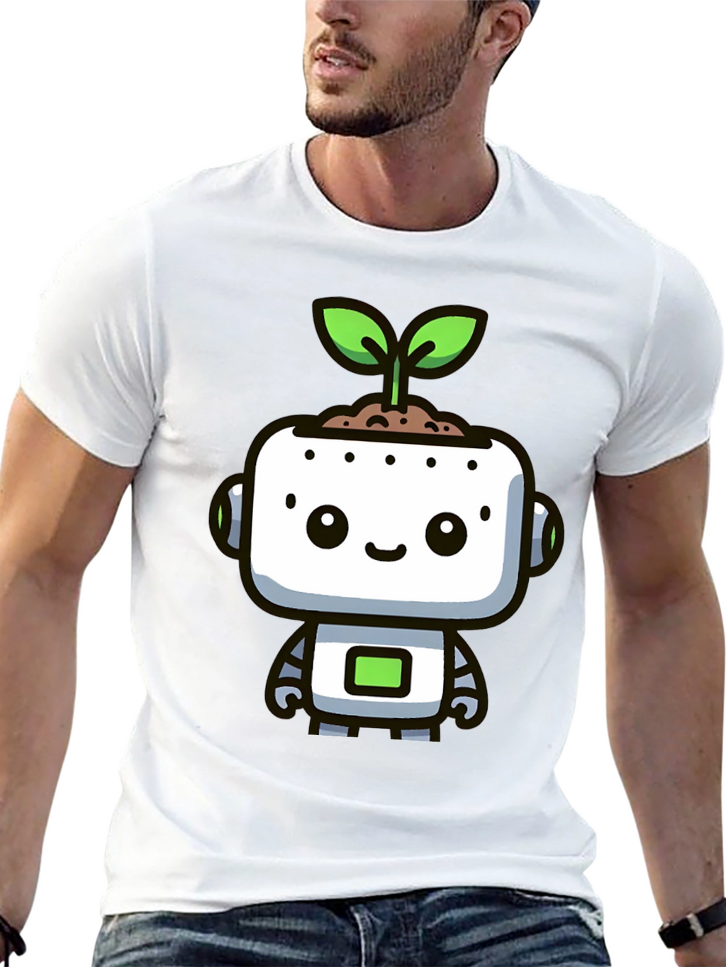 Cute Robot Sprout Graphic Tee