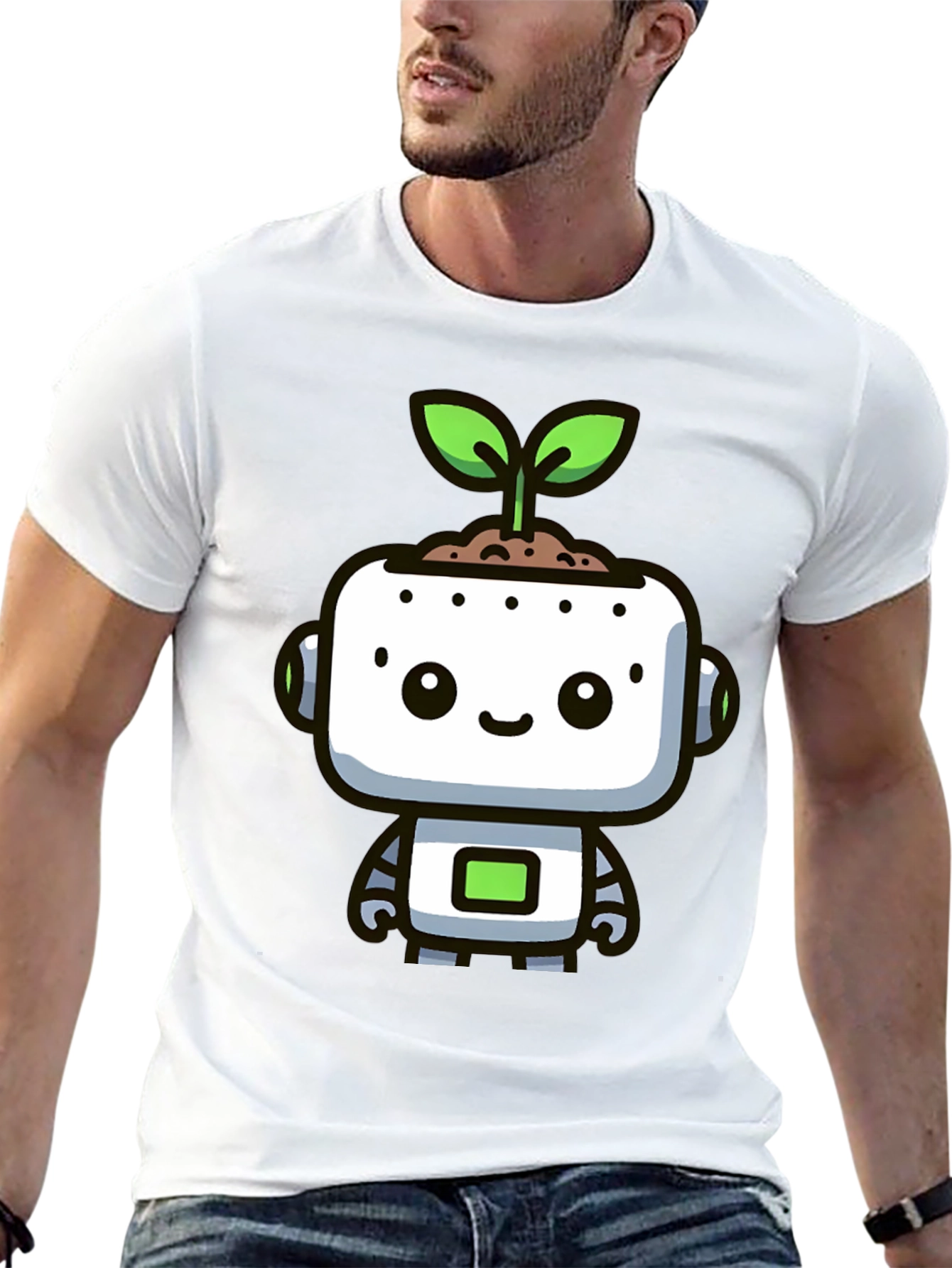 Cute Robot Sprout Graphic Tee