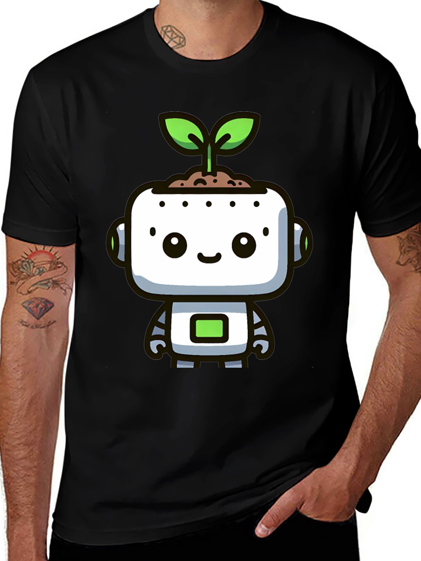 Cute Robot Sprout Graphic Tee
