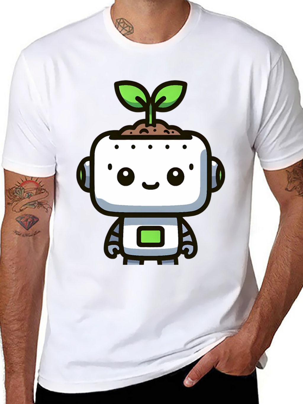 Cute Robot Sprout Graphic Tee