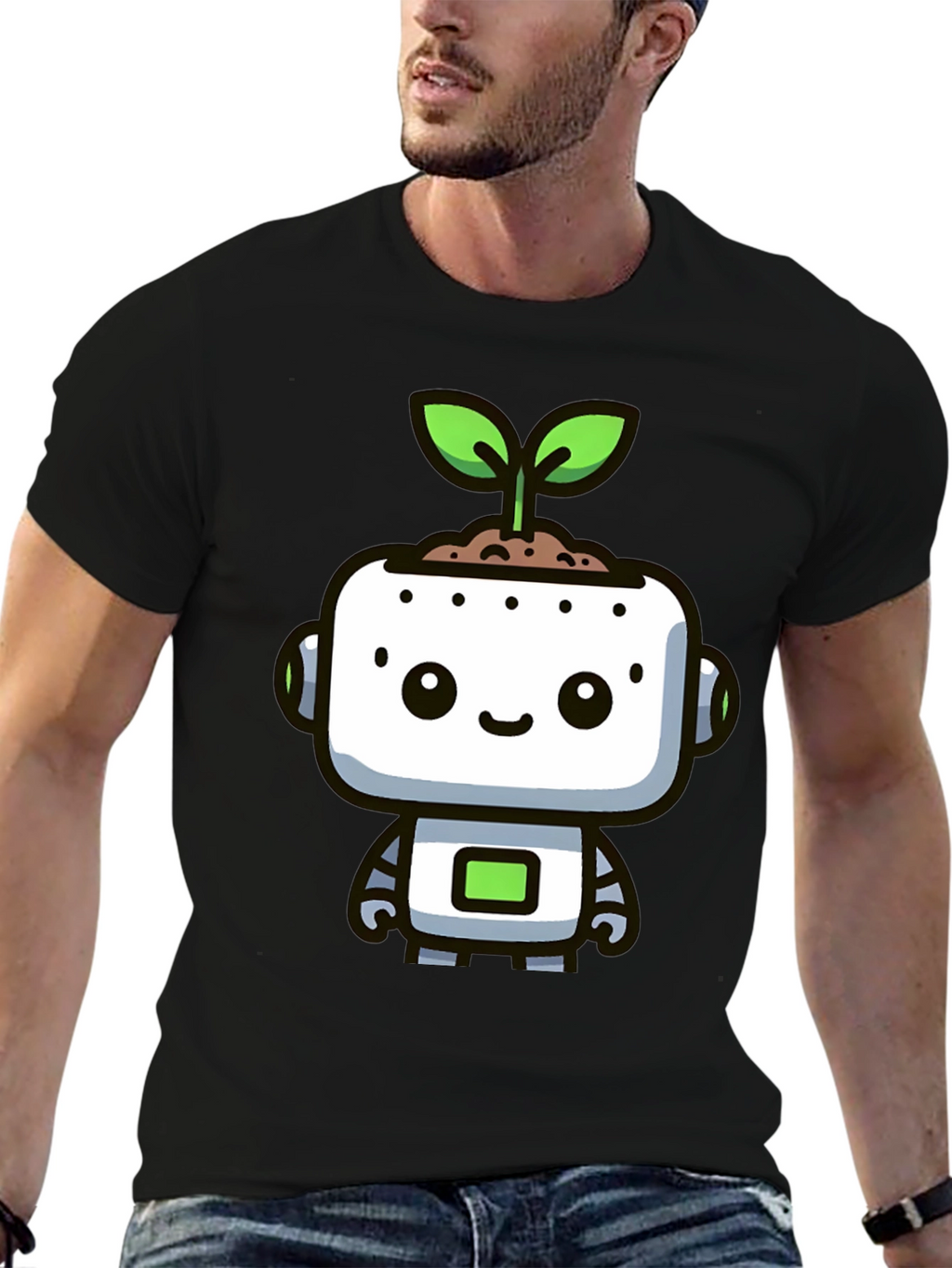 Cute Robot Sprout Graphic Tee