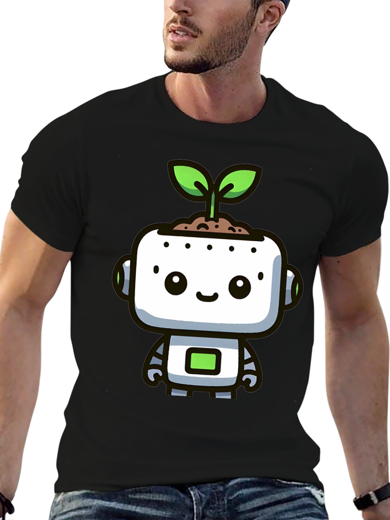 Cute Robot Sprout Graphic Tee