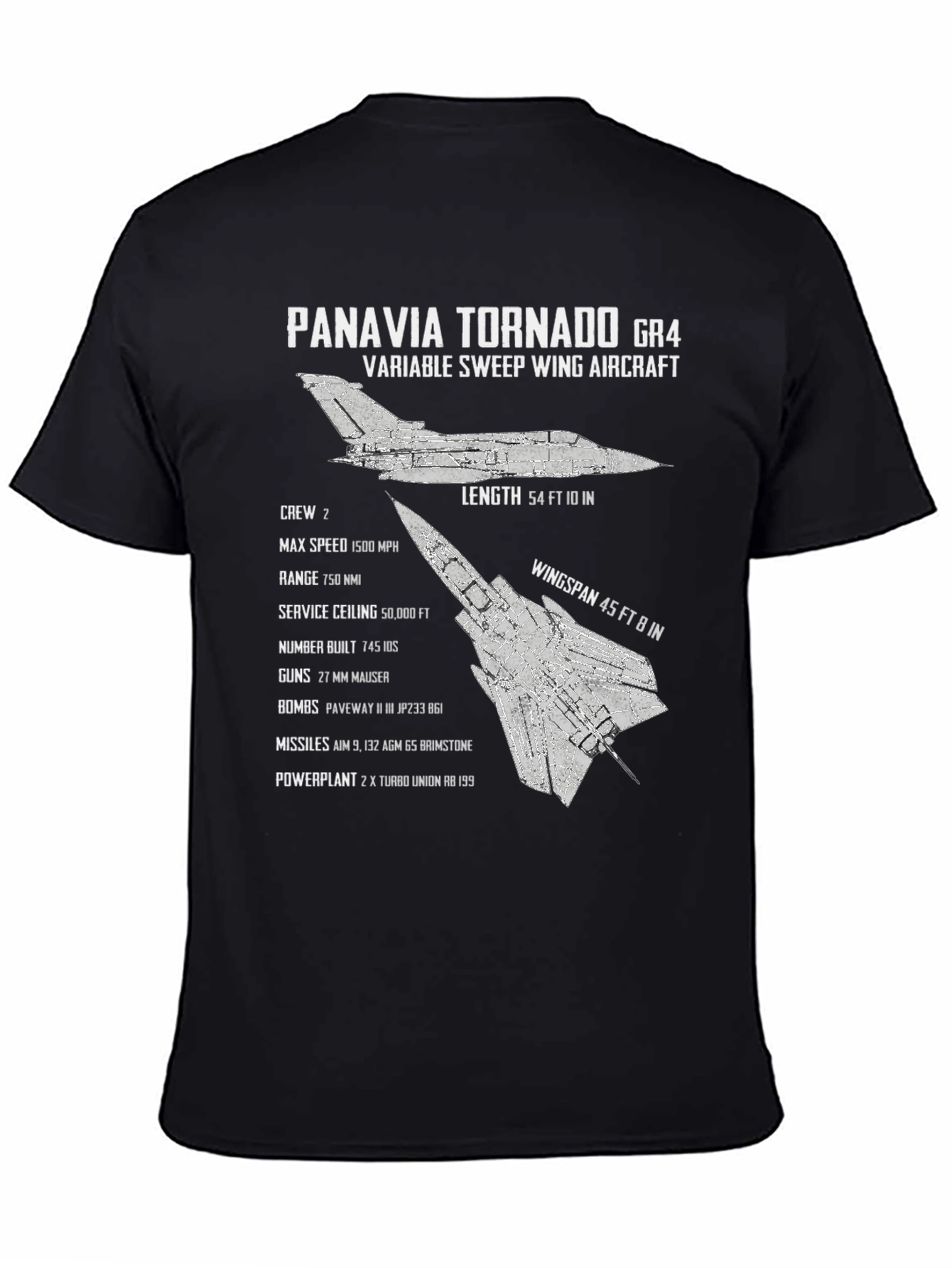 Panavia Tornado GR4 T-Shirt: Variable Sweep Wing Aircraft Tee
