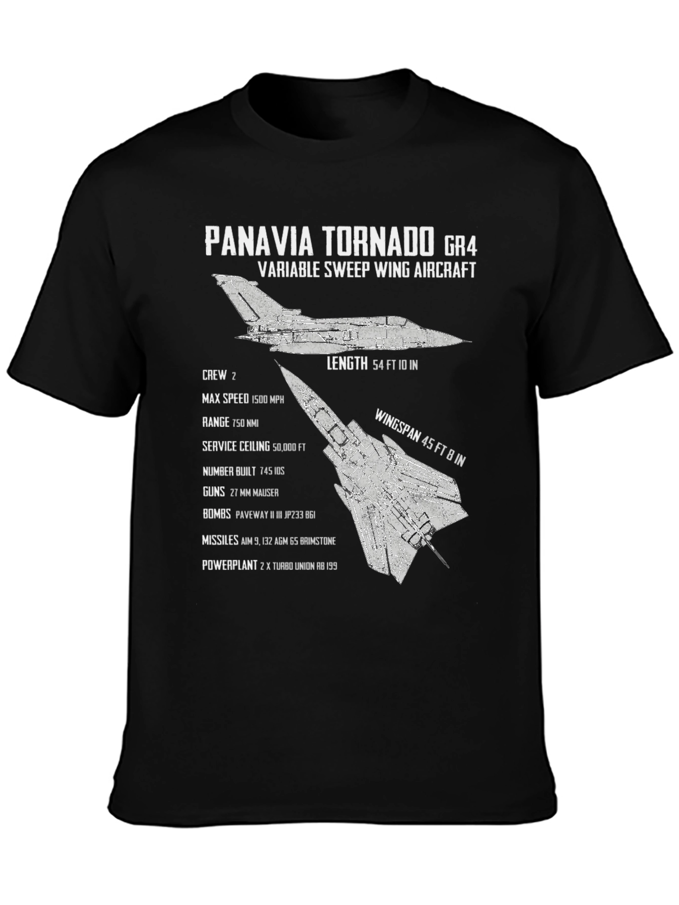 Panavia Tornado GR4 T-Shirt: Variable Sweep Wing Aircraft Tee