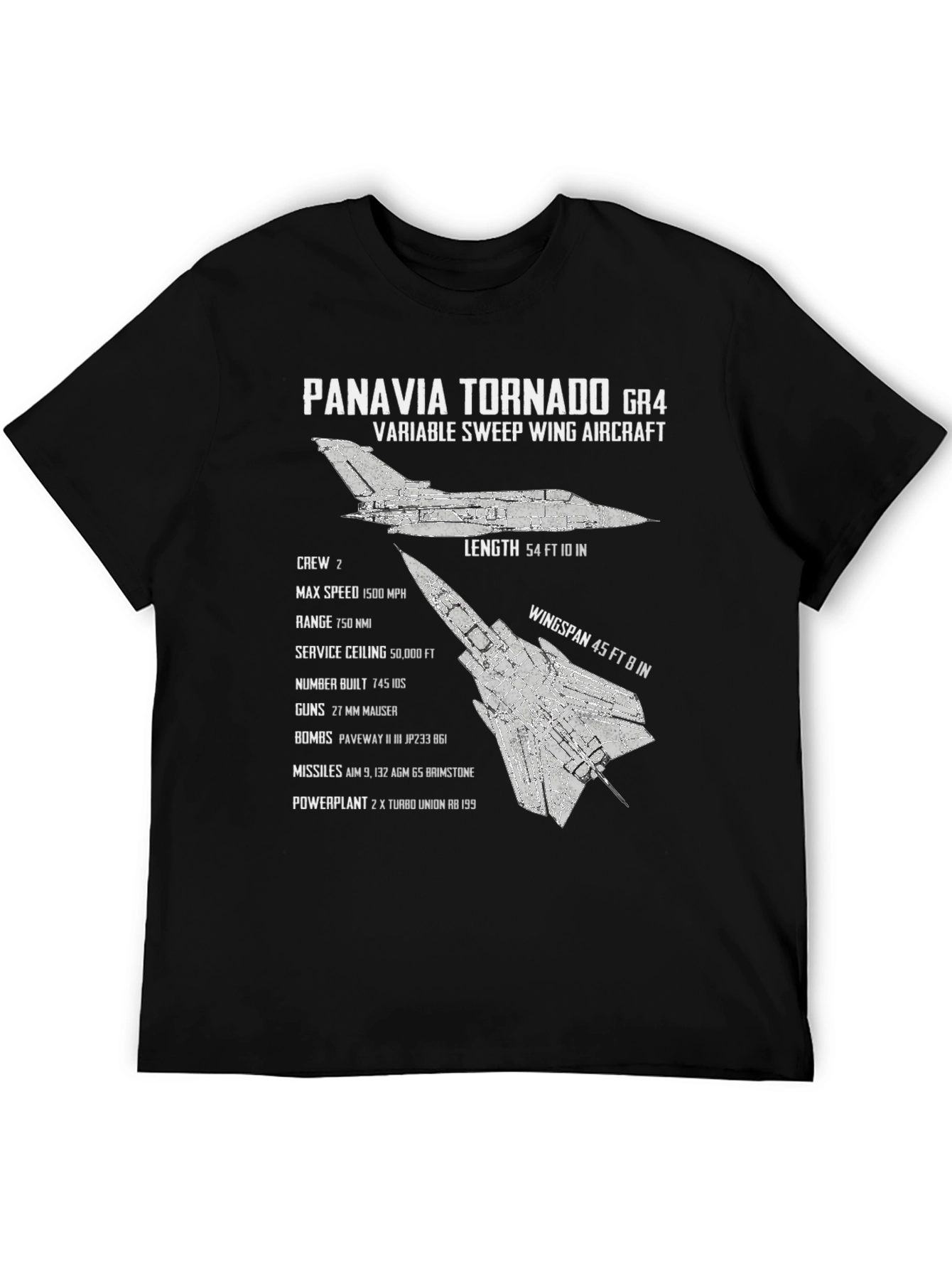 Panavia Tornado GR4 T-Shirt: Variable Sweep Wing Aircraft Tee