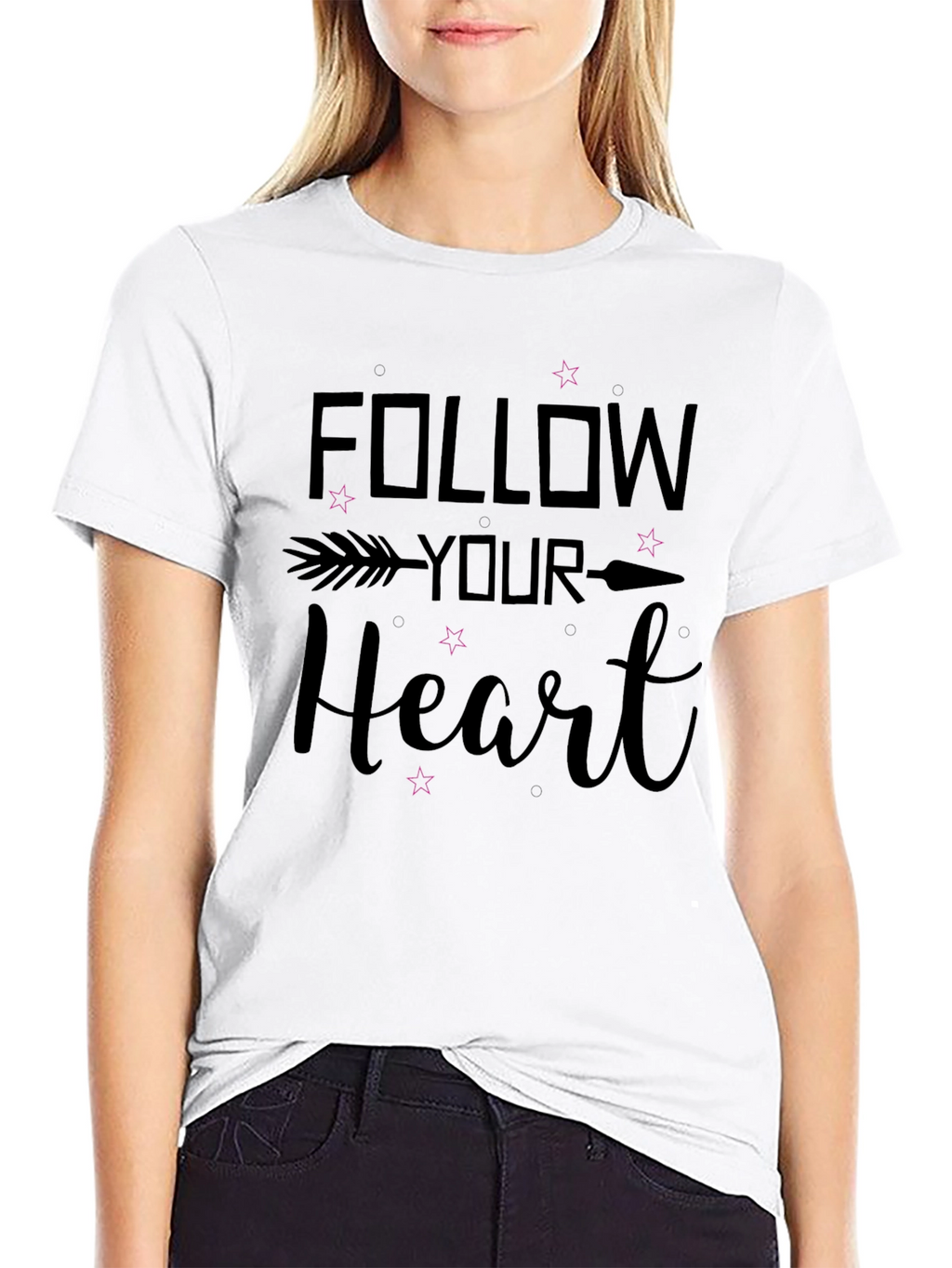Follow Your Heart Black Graphic T-Shirt