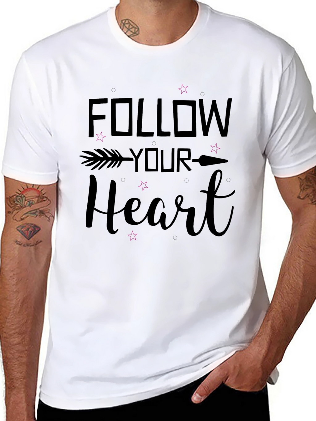 Follow Your Heart Black Graphic T-Shirt