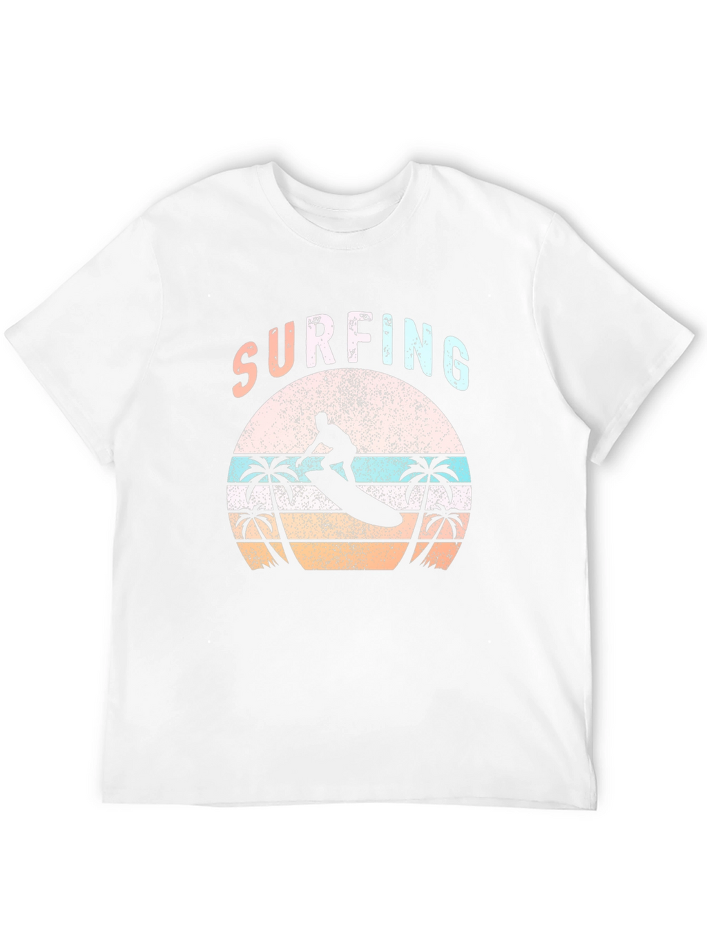 Surfing Palm Tree T-Shirt Retro Sunset