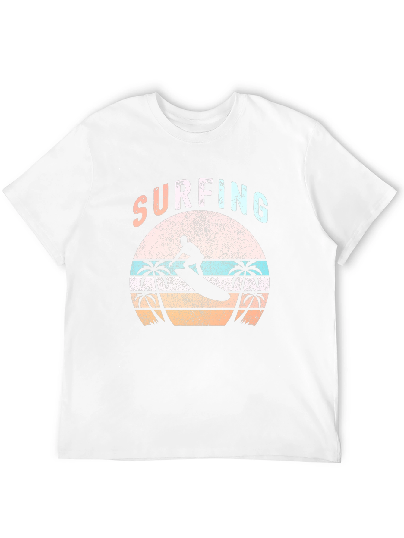 Surfing Palm Tree T-Shirt Retro Sunset