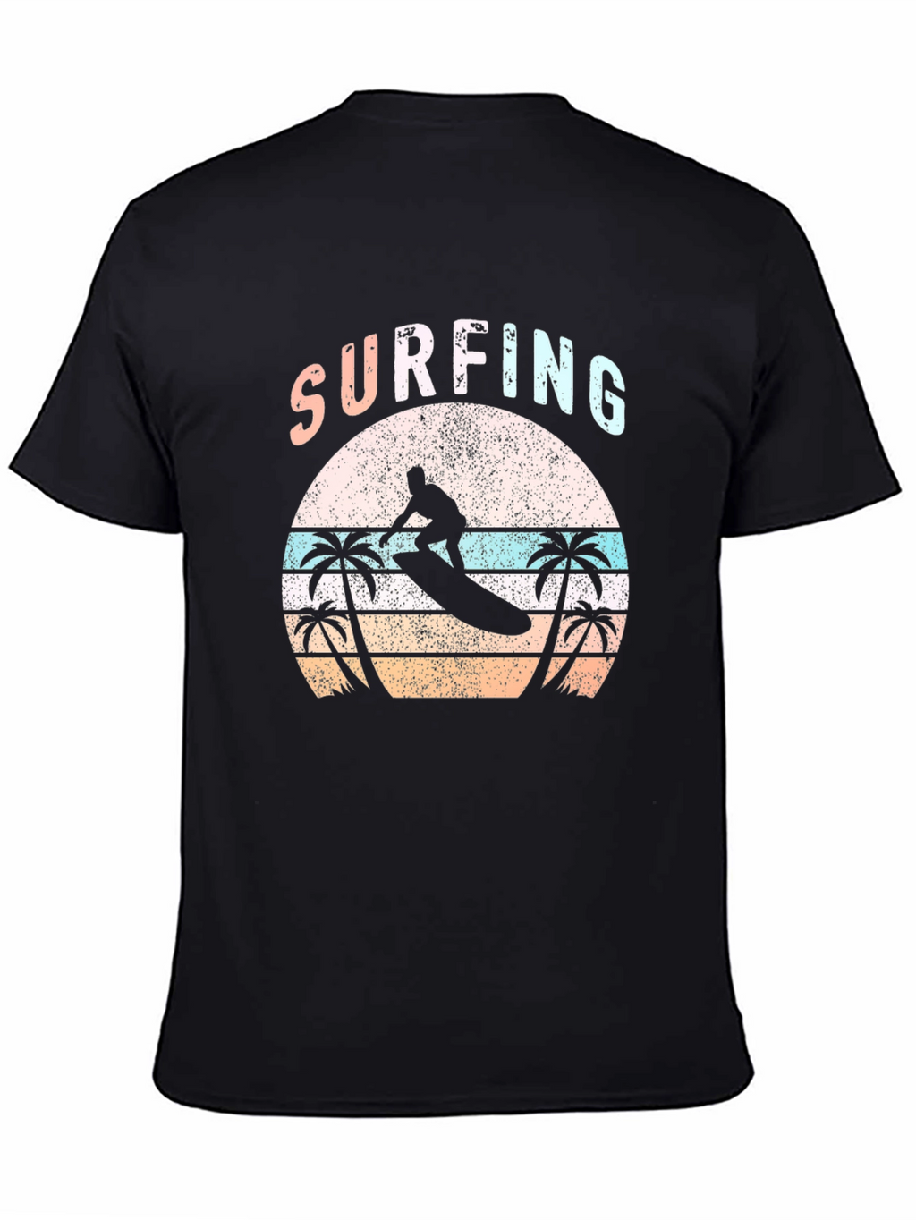 Surfing Palm Tree T-Shirt Retro Sunset