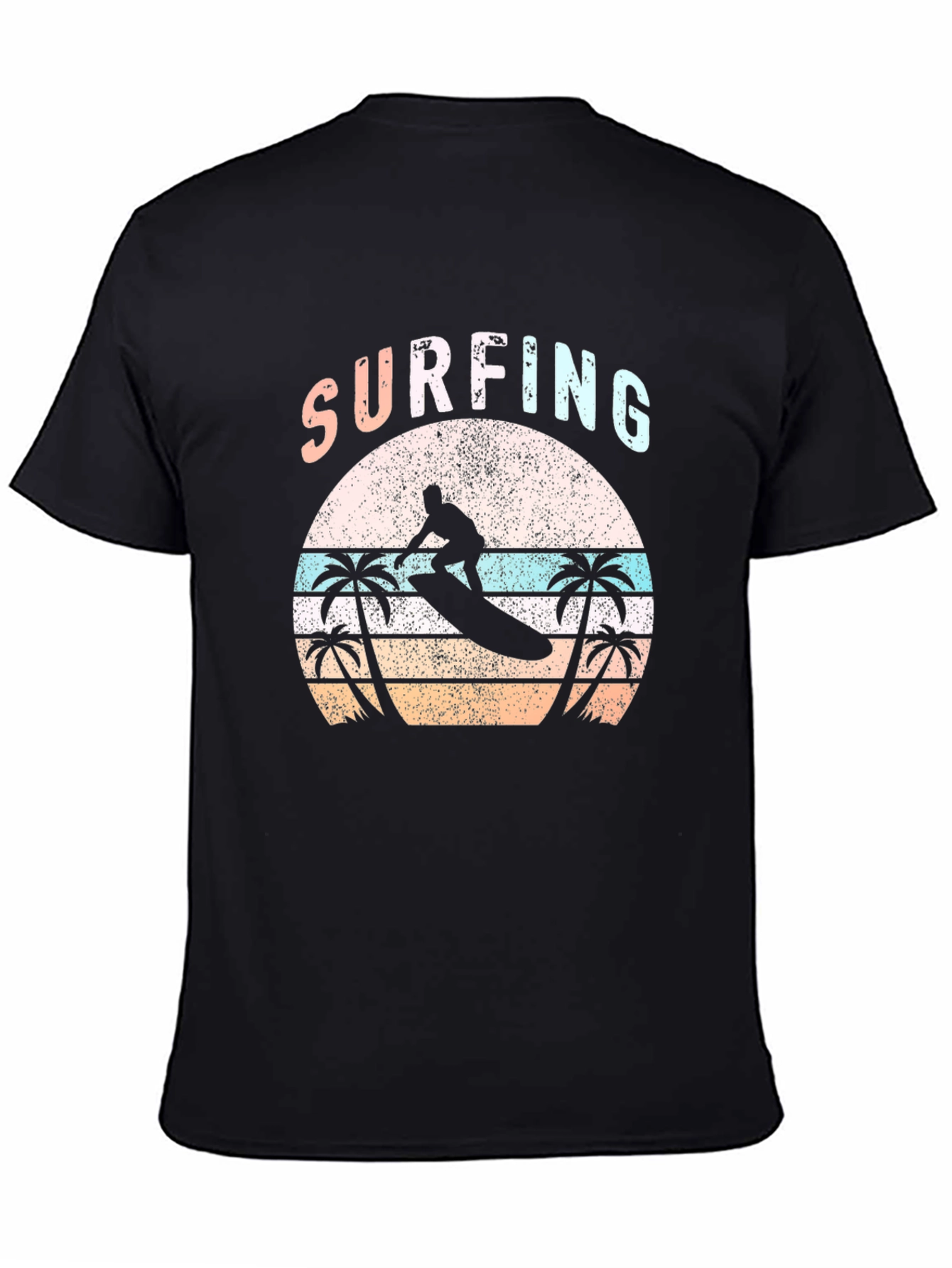 Surfing Palm Tree T-Shirt Retro Sunset