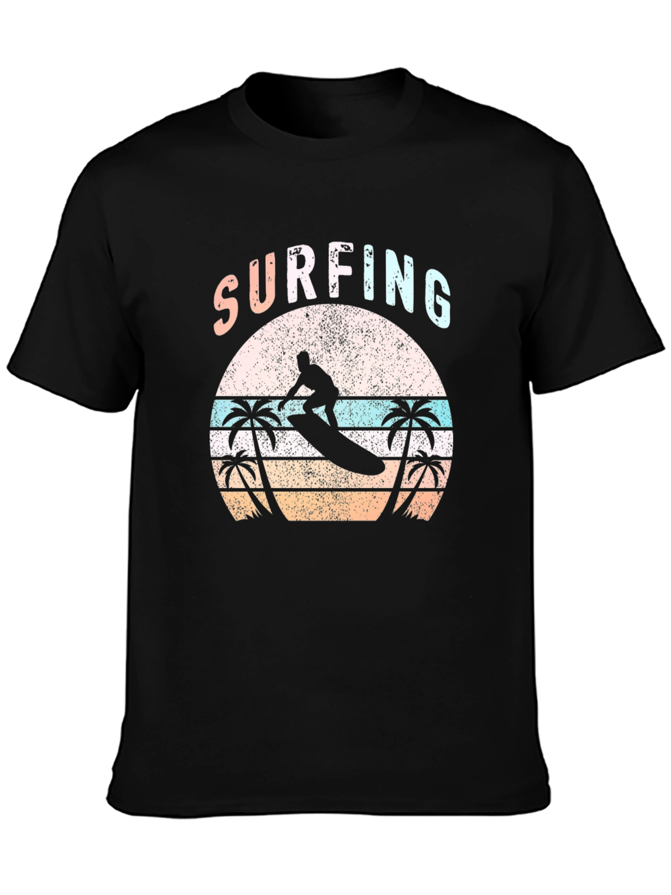Surfing Palm Tree T-Shirt Retro Sunset