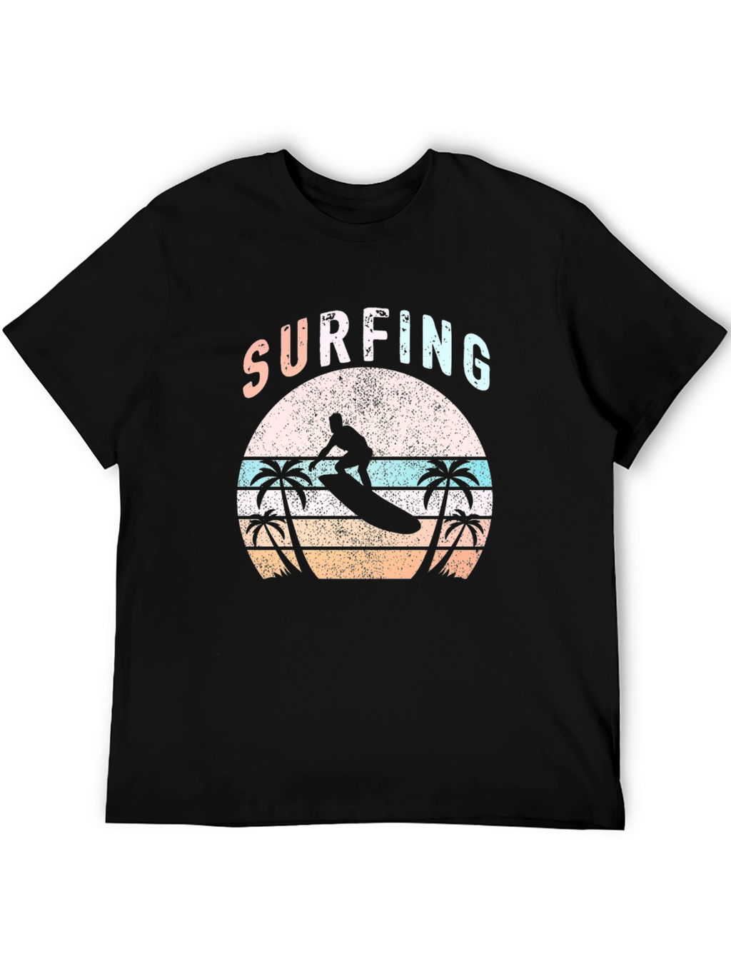 Surfing Palm Tree T-Shirt Retro Sunset