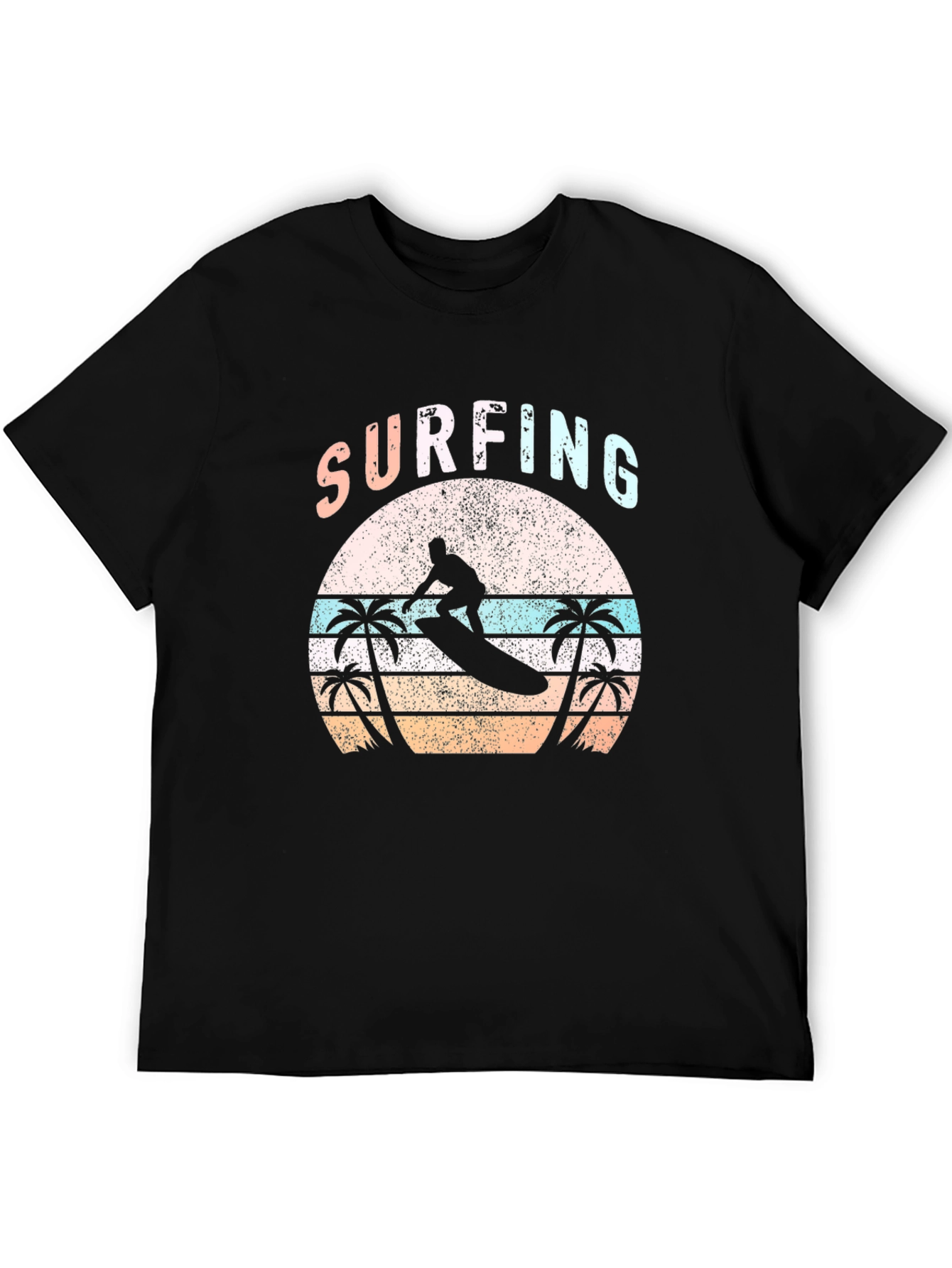 Surfing Palm Tree T-Shirt Retro Sunset