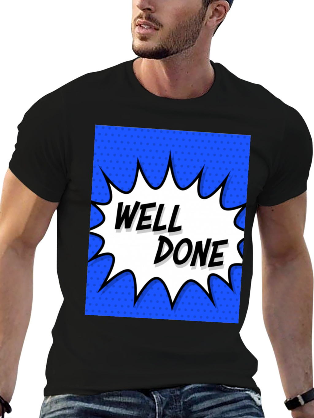 Well Done Comic Style Black Tee