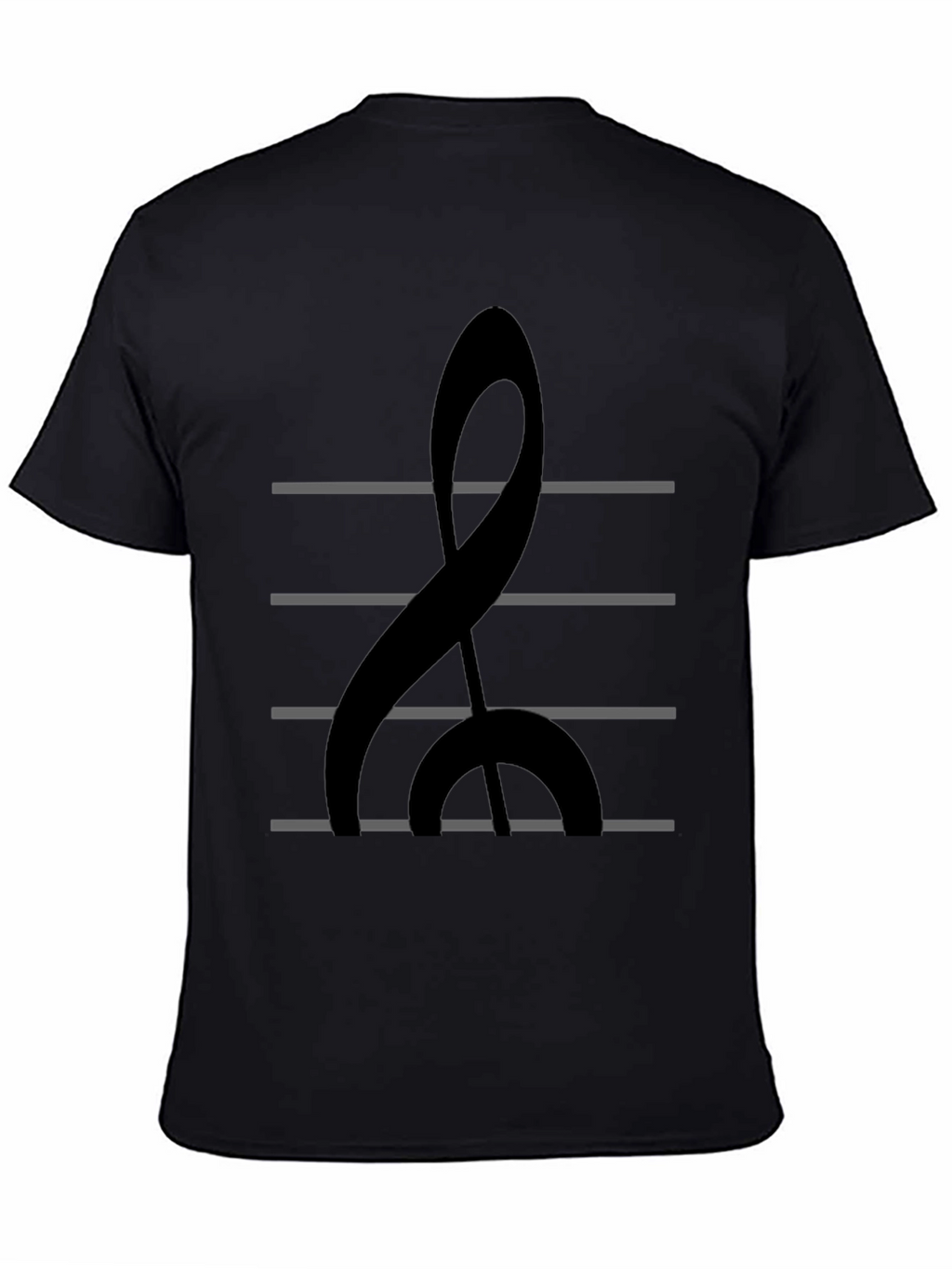 Musical Treble Clef Graphic Tee - Black Cotton Shirt