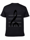 Musical Treble Clef Graphic Tee - Black Cotton Shirt