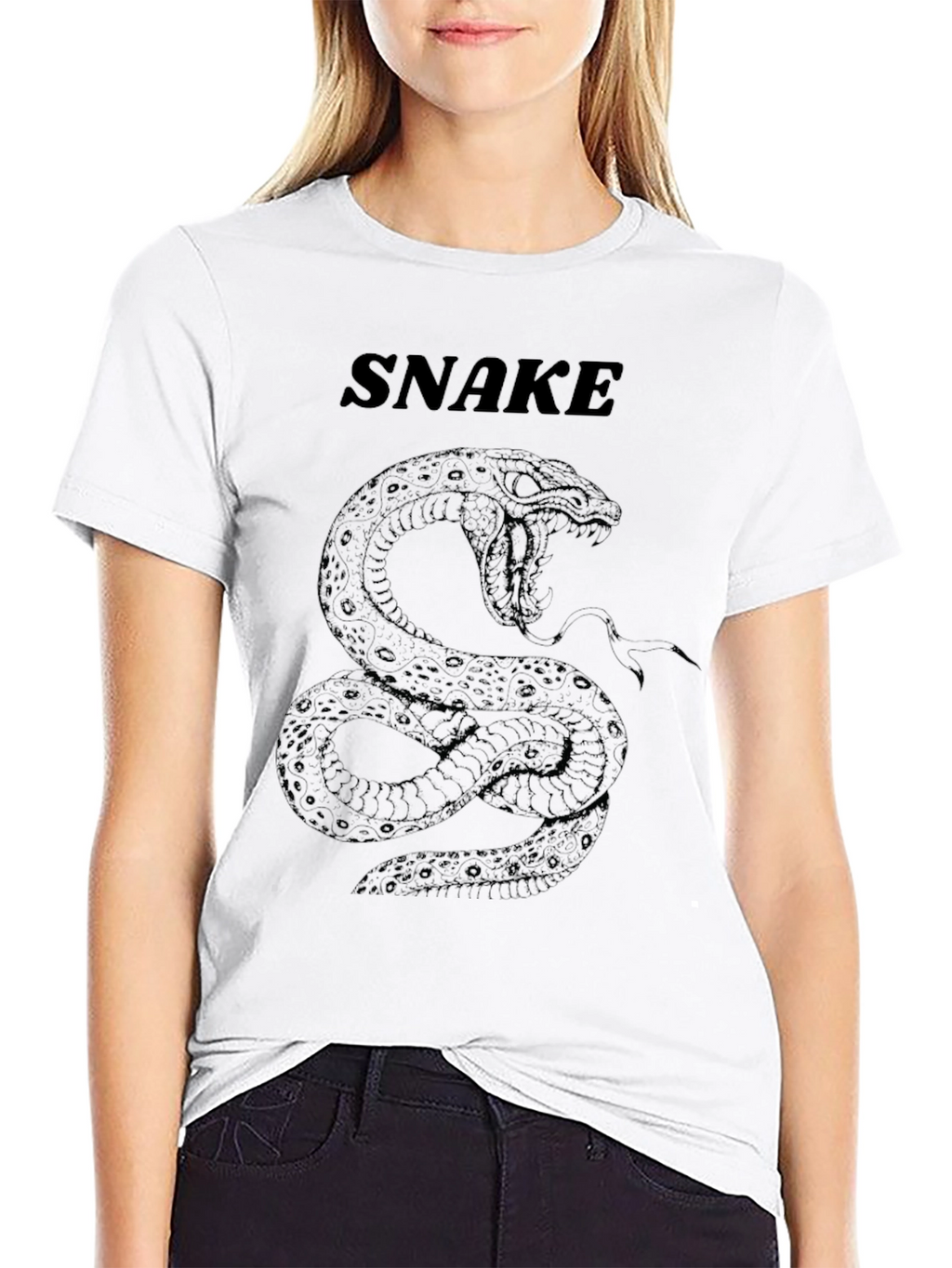 Mens Snake Graphic Print Crew Neck T-Shirt