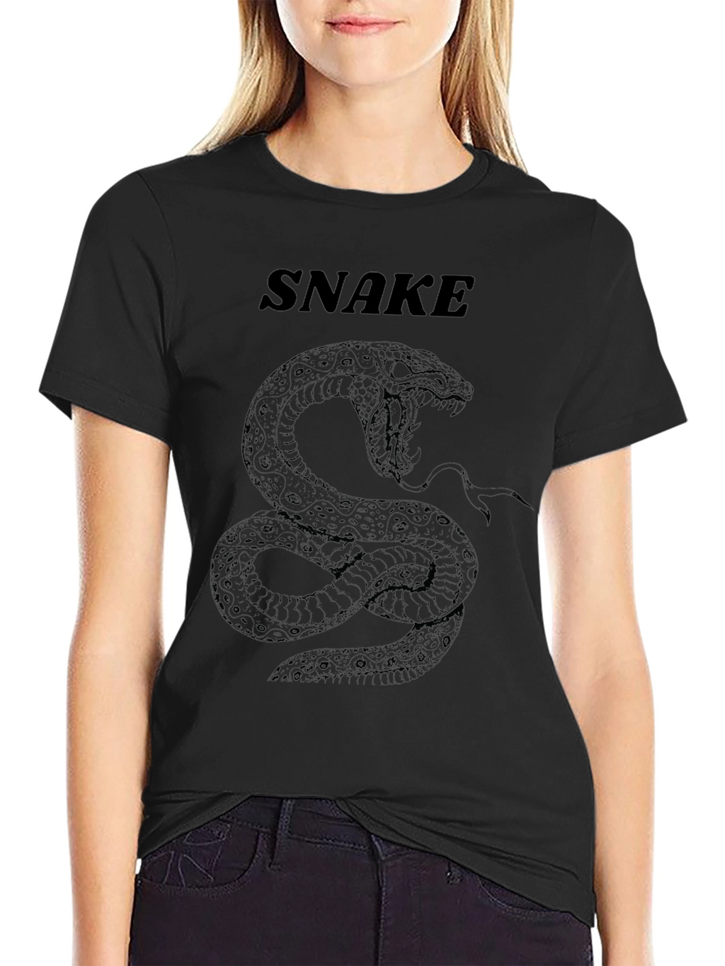Mens Snake Graphic Print Crew Neck T-Shirt