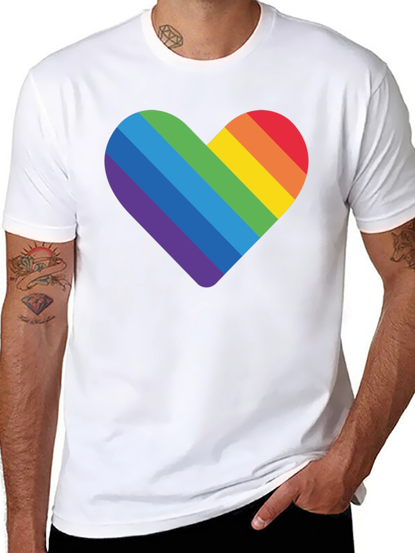 Rainbow Heart Graphic T-Shirt - Pride