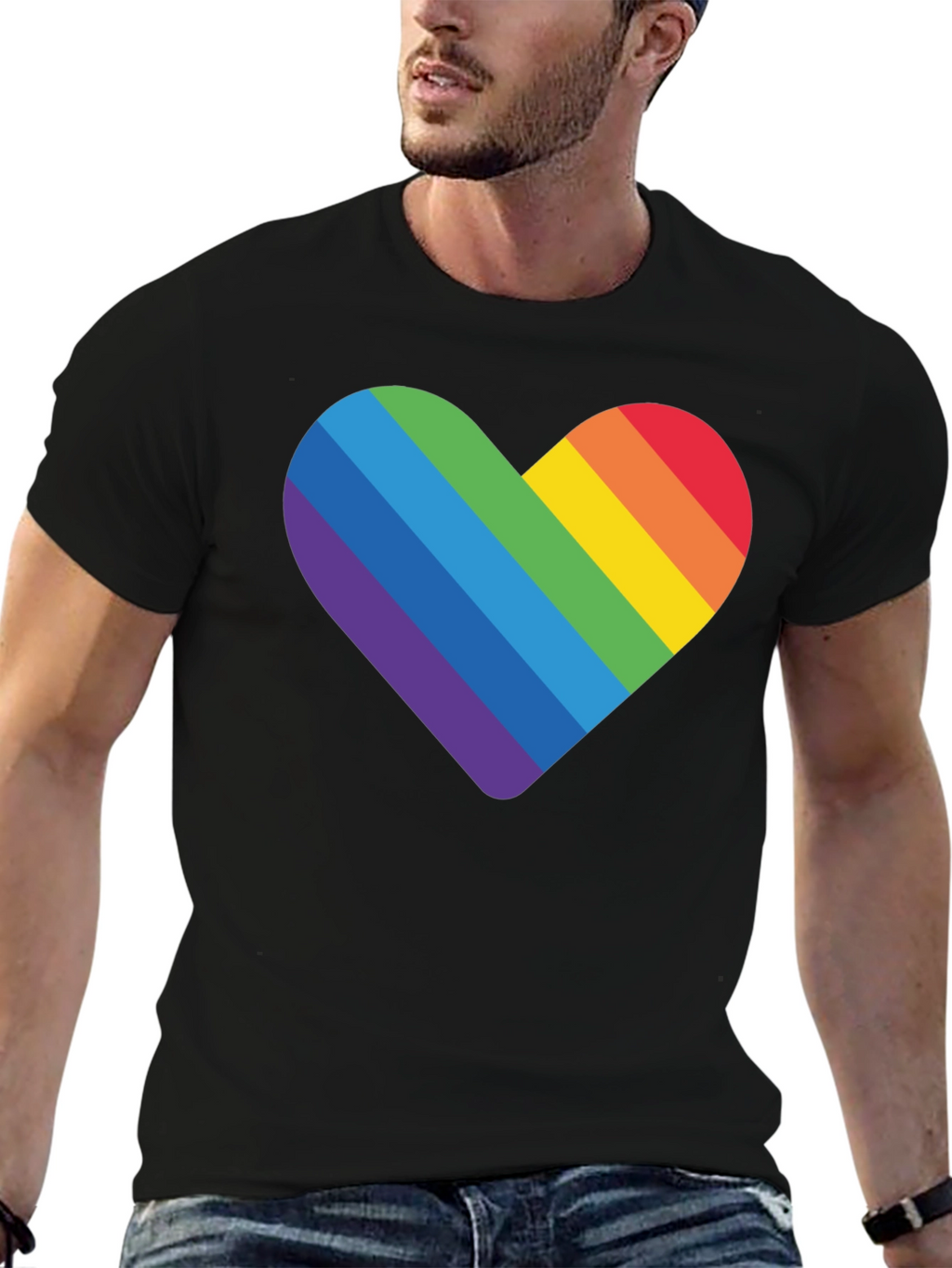 Rainbow Heart Graphic T-Shirt - Pride